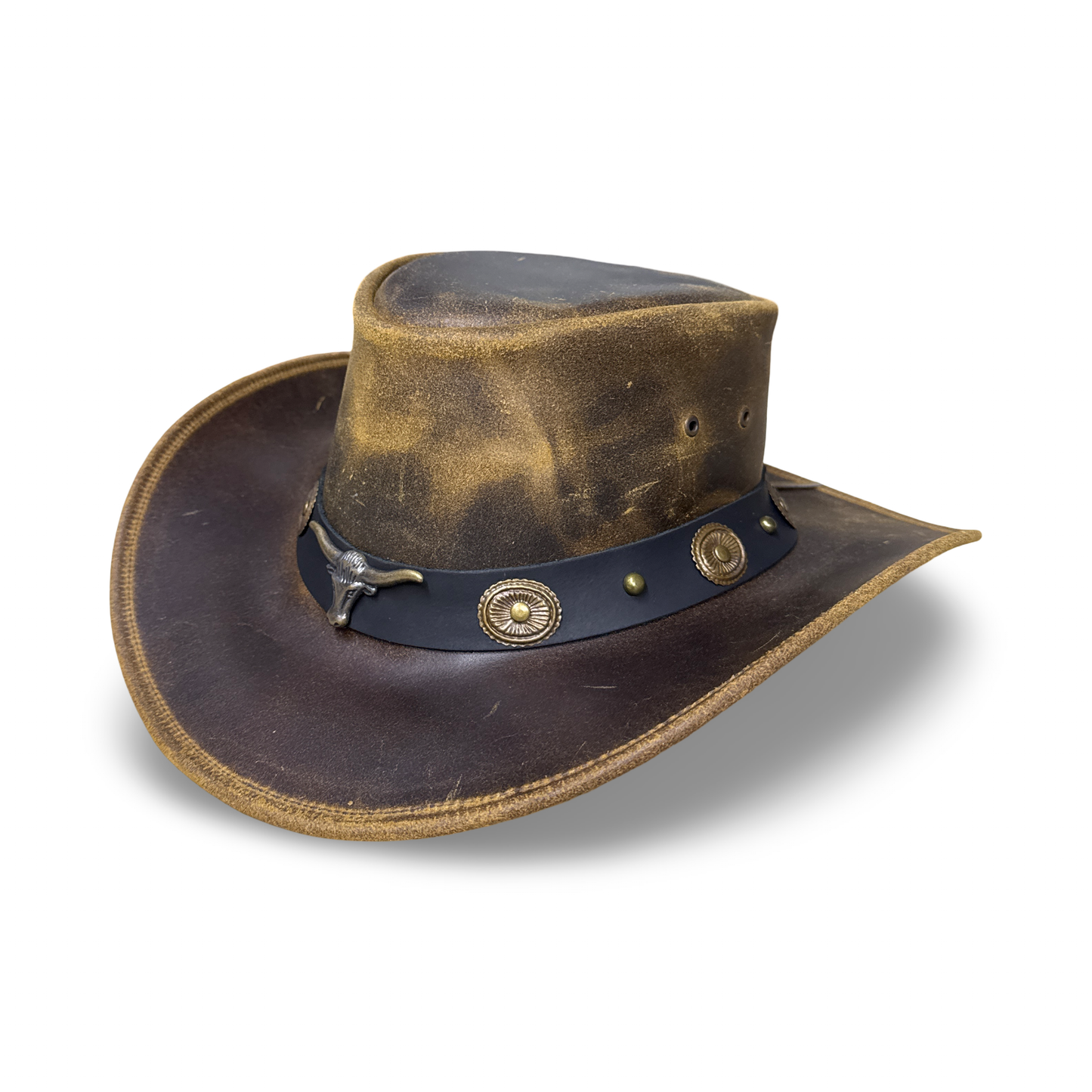 Lederhut Western Cowboy – Outdoor Hut Reiten, Wandern & Abenteuer Burnt Oak