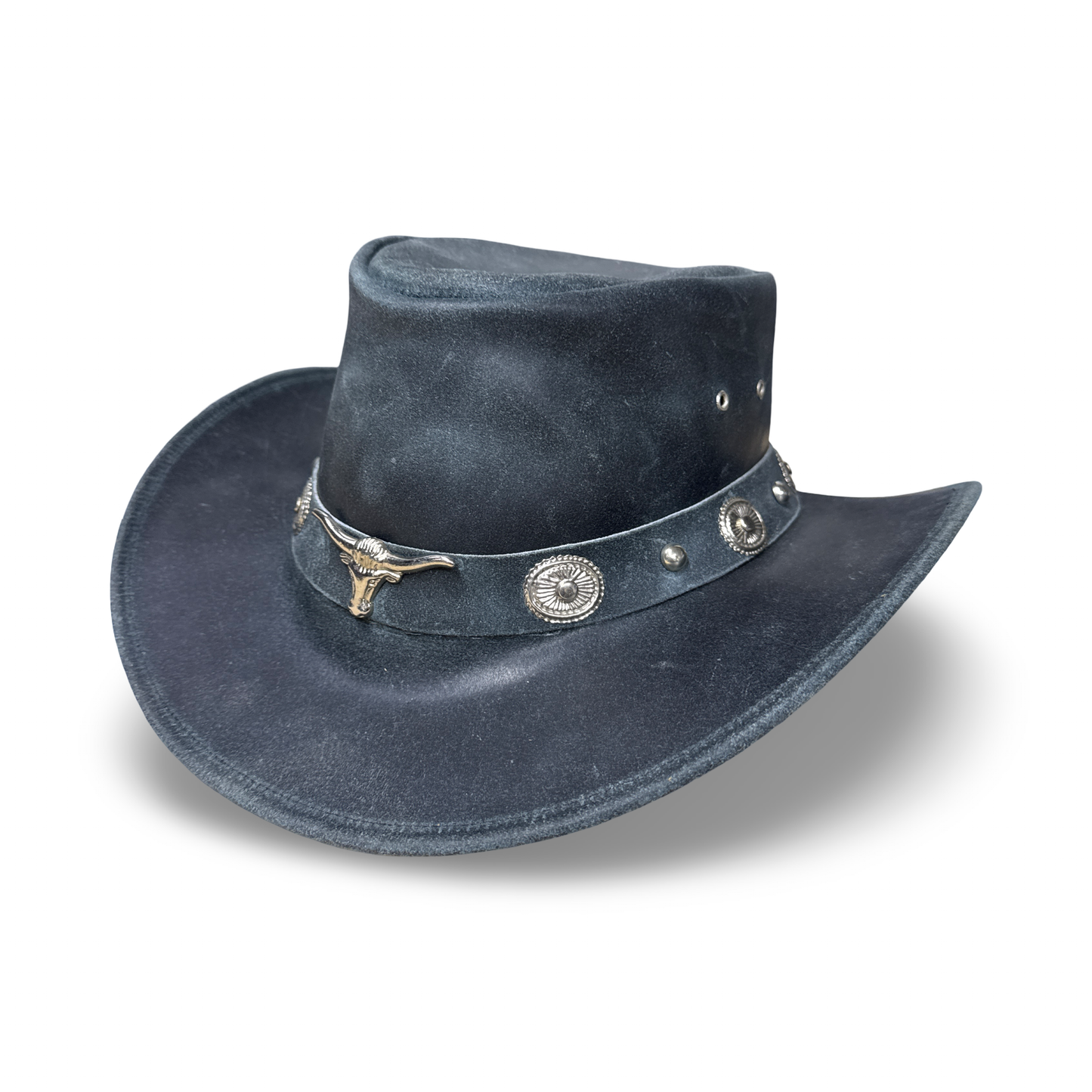 Lederhut Western Cowboy – Outdoor Hut Reiten, Wandern & Abenteuer Coal Black