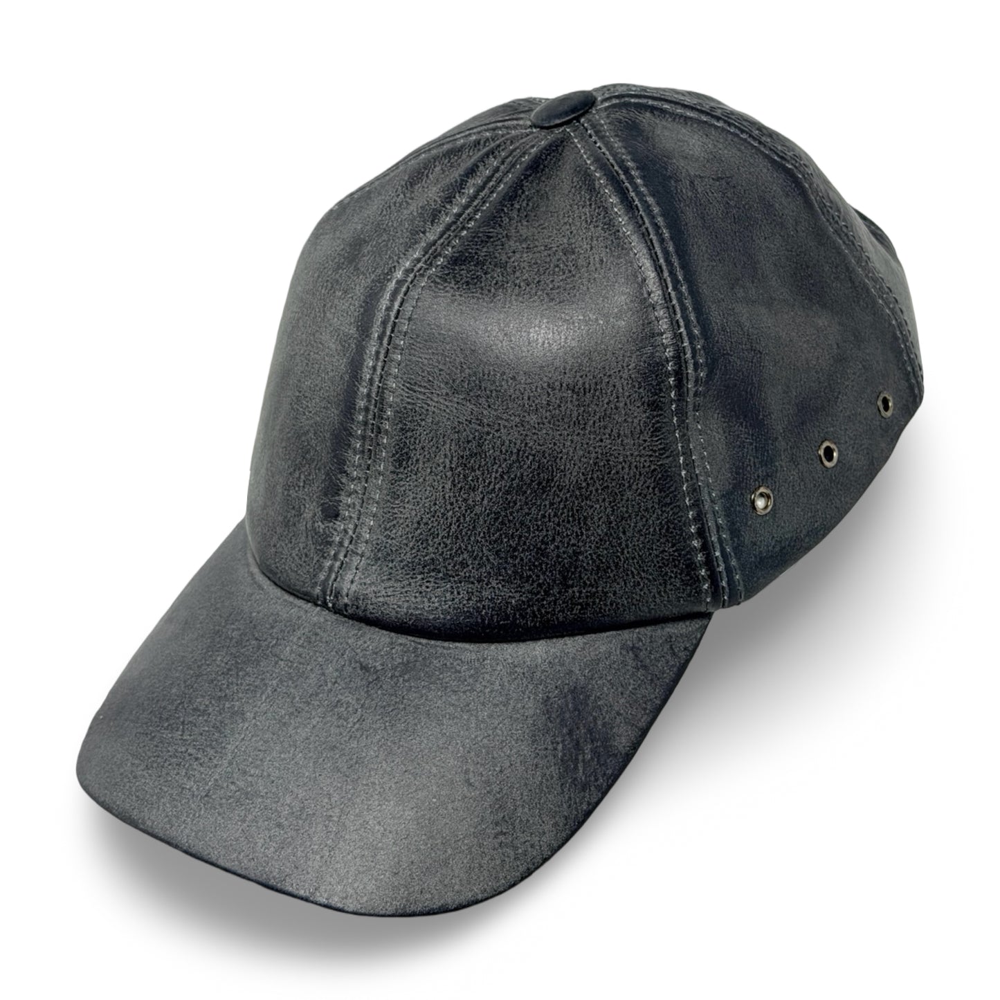 Leder Cap Grau im Vintage Look – Verstellbare Baseball Cap aus Leder - Flint