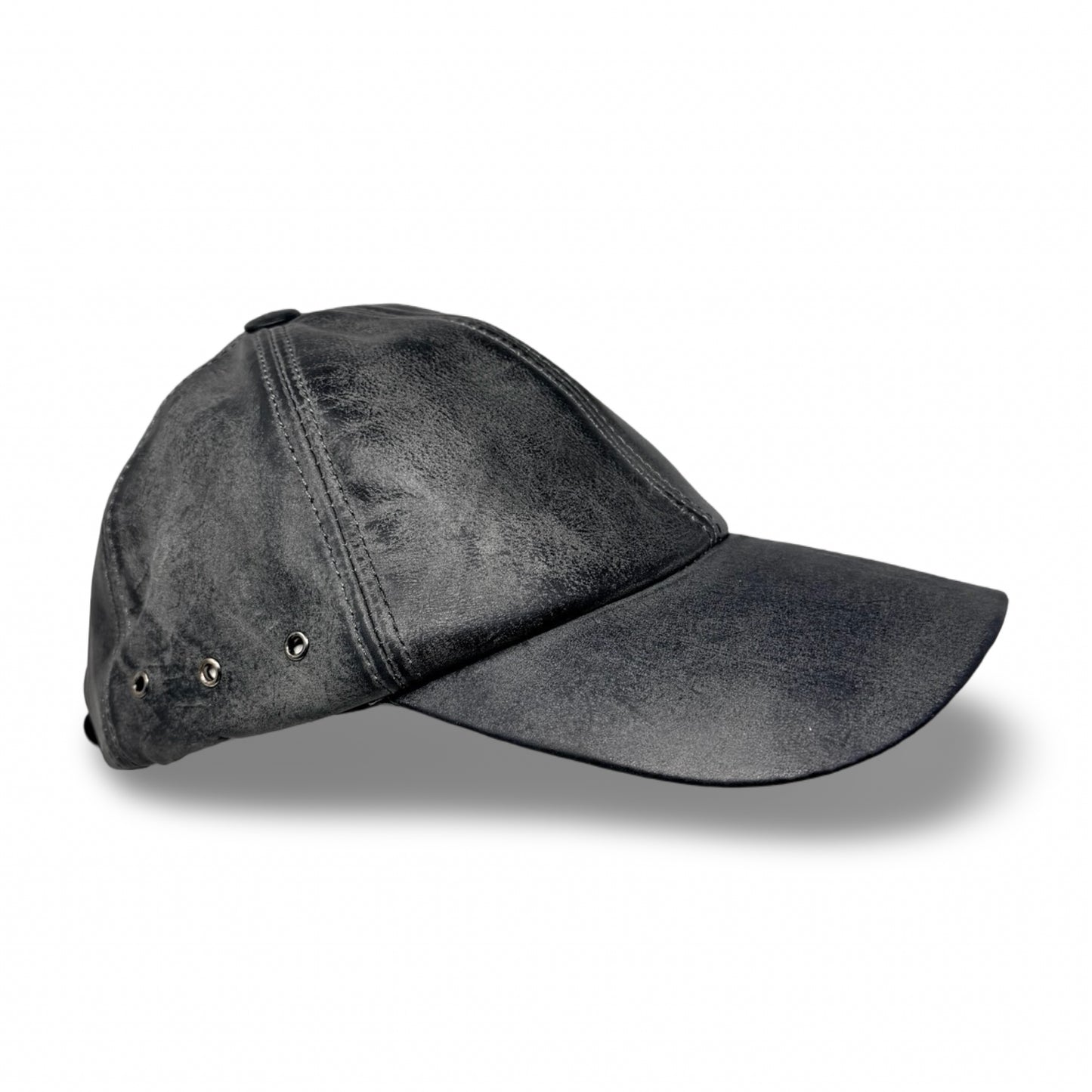 Leder Cap Grau im Vintage Look – Verstellbare Baseball Cap aus Leder - Flint
