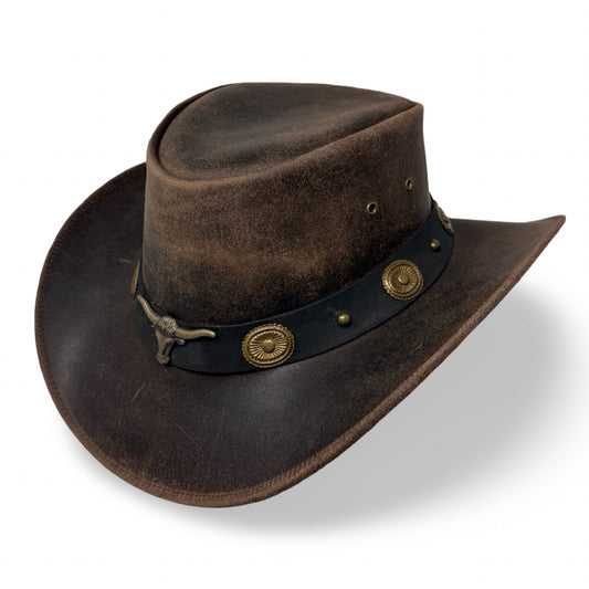 Darkwood – Premium Lederhut aus Crazy Horse Echtleder | Cowboyhut & Westernhut für Damen und Herren