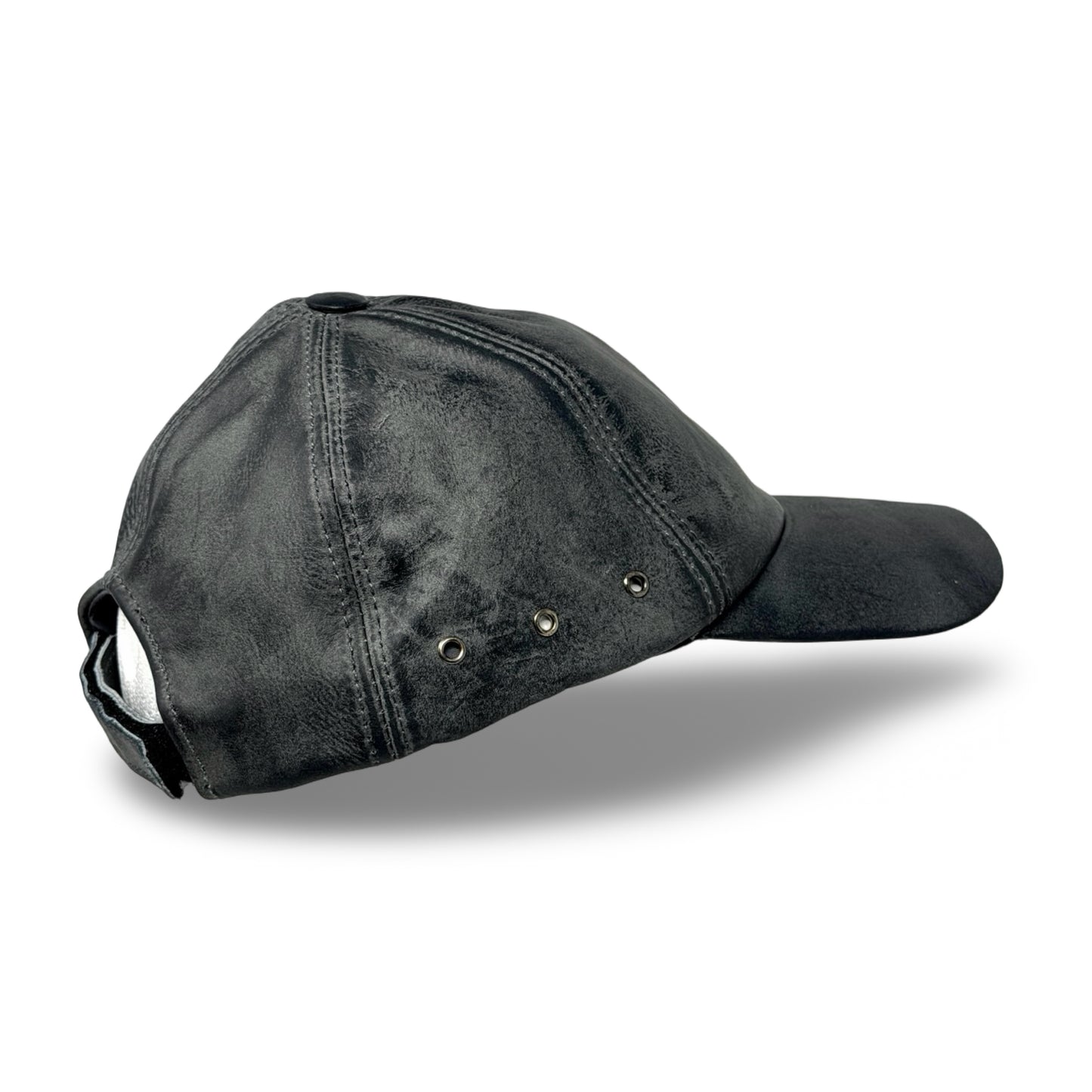 Leder Cap Grau im Vintage Look – Verstellbare Baseball Cap aus Leder - Flint