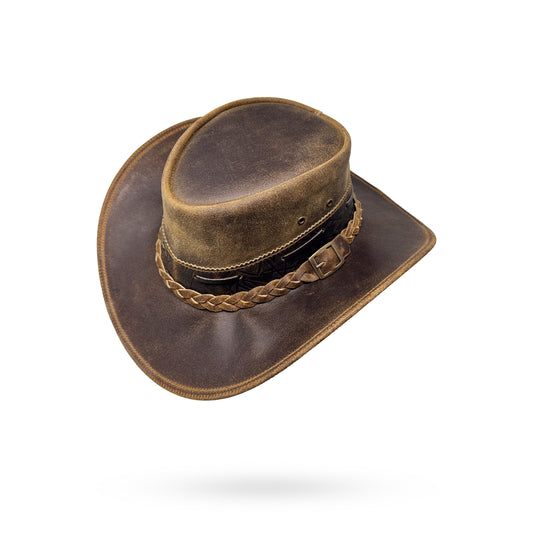 Lederhut Western Cowboy – Outdoor Hut Reiten, Wandern & Abenteuer Shadow Brown