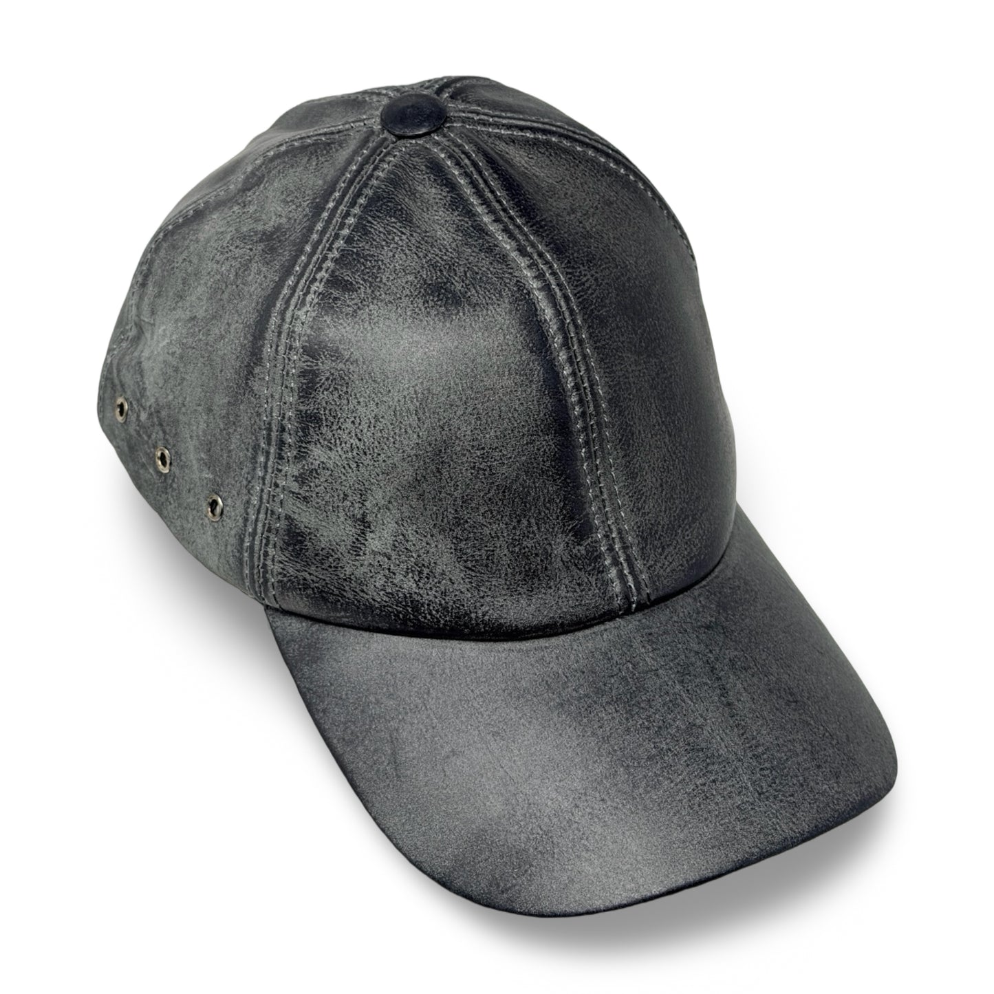 Leder Cap Grau im Vintage Look – Verstellbare Baseball Cap aus Leder - Flint