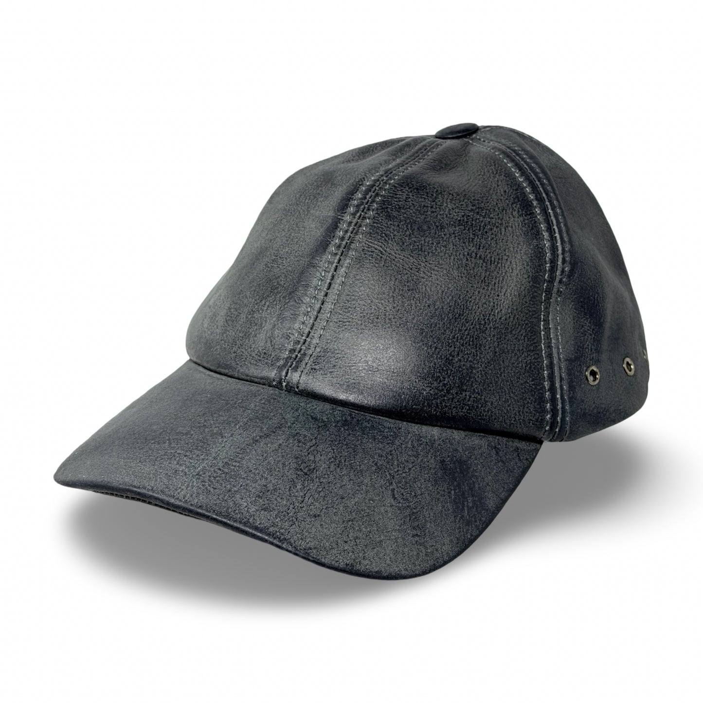 Leder Cap Grau im Vintage Look – Verstellbare Baseball Cap aus Leder - Flint