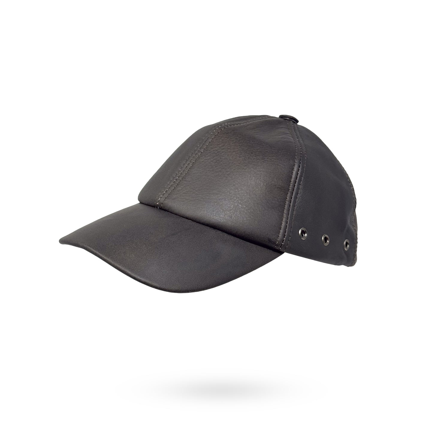 Baseball Cap Leder Outdoor Biker Kappe Lederkappe Unisex Dunkelbraun