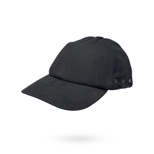 Baseball Cap Leder Outdoor Biker Kappe Lederkappe Unisex Schwarz Nubukleder