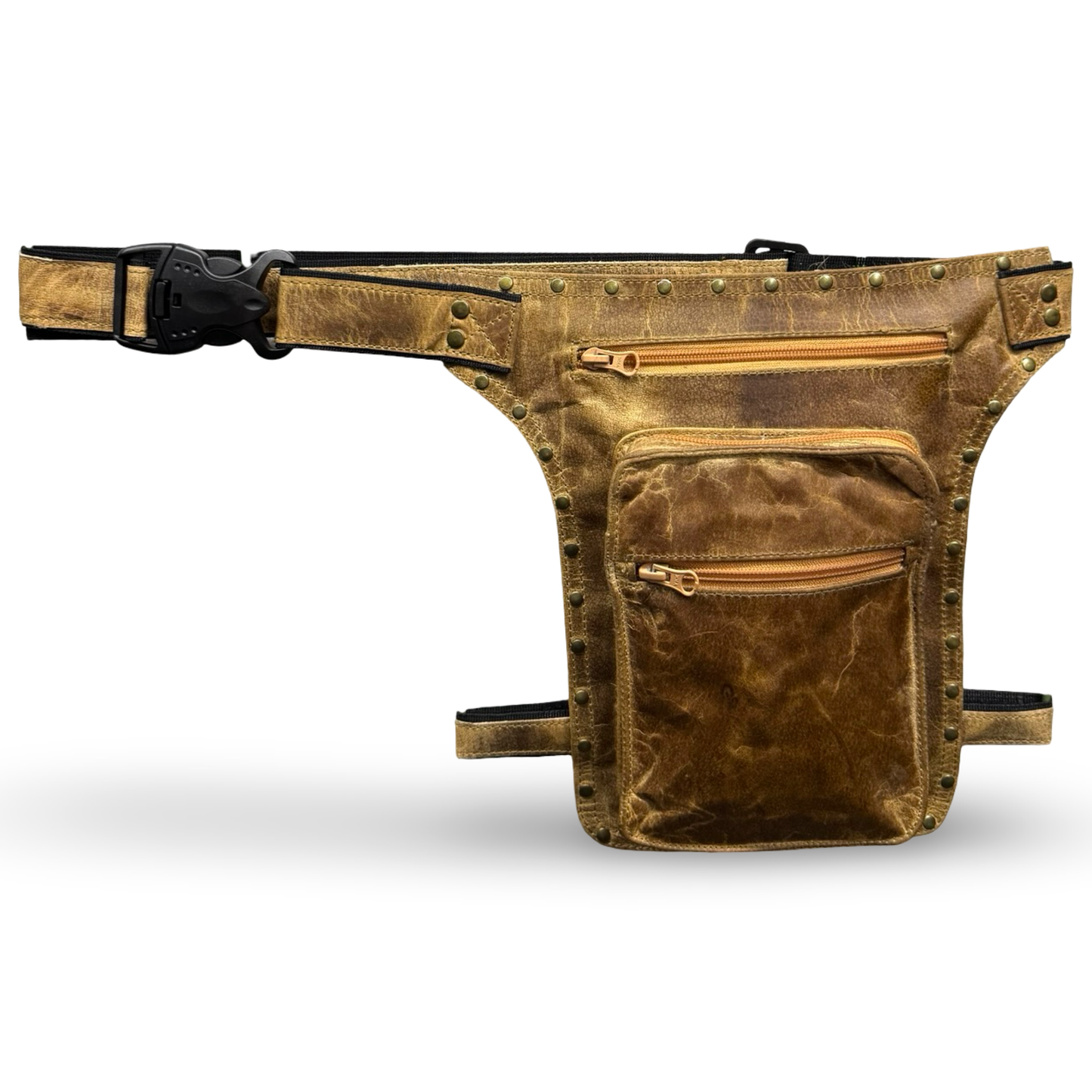 Leder Beintasche Herren Damen Motorrad Tasche Hüfttasche Braun Bronzed Sand