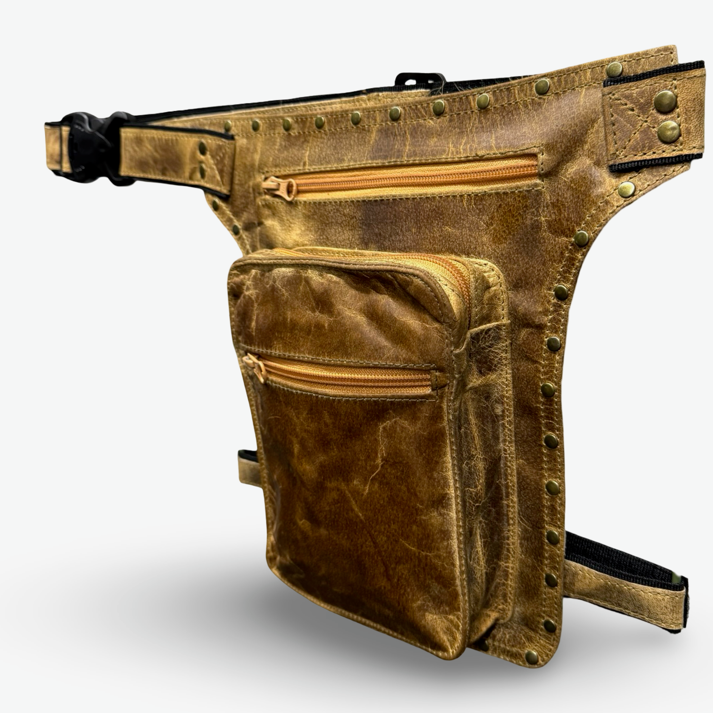 Leder Beintasche Herren Damen Motorrad Tasche Hüfttasche Braun Bronzed Sand