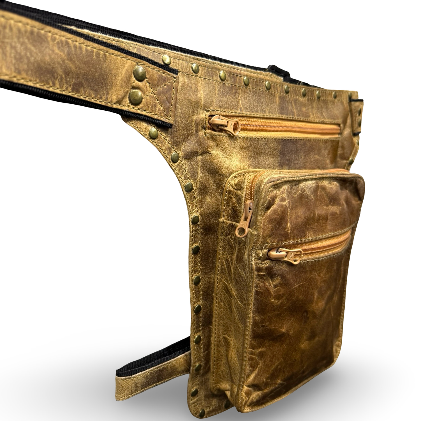 Leder Beintasche Herren Damen Motorrad Tasche Hüfttasche Braun Bronzed Sand