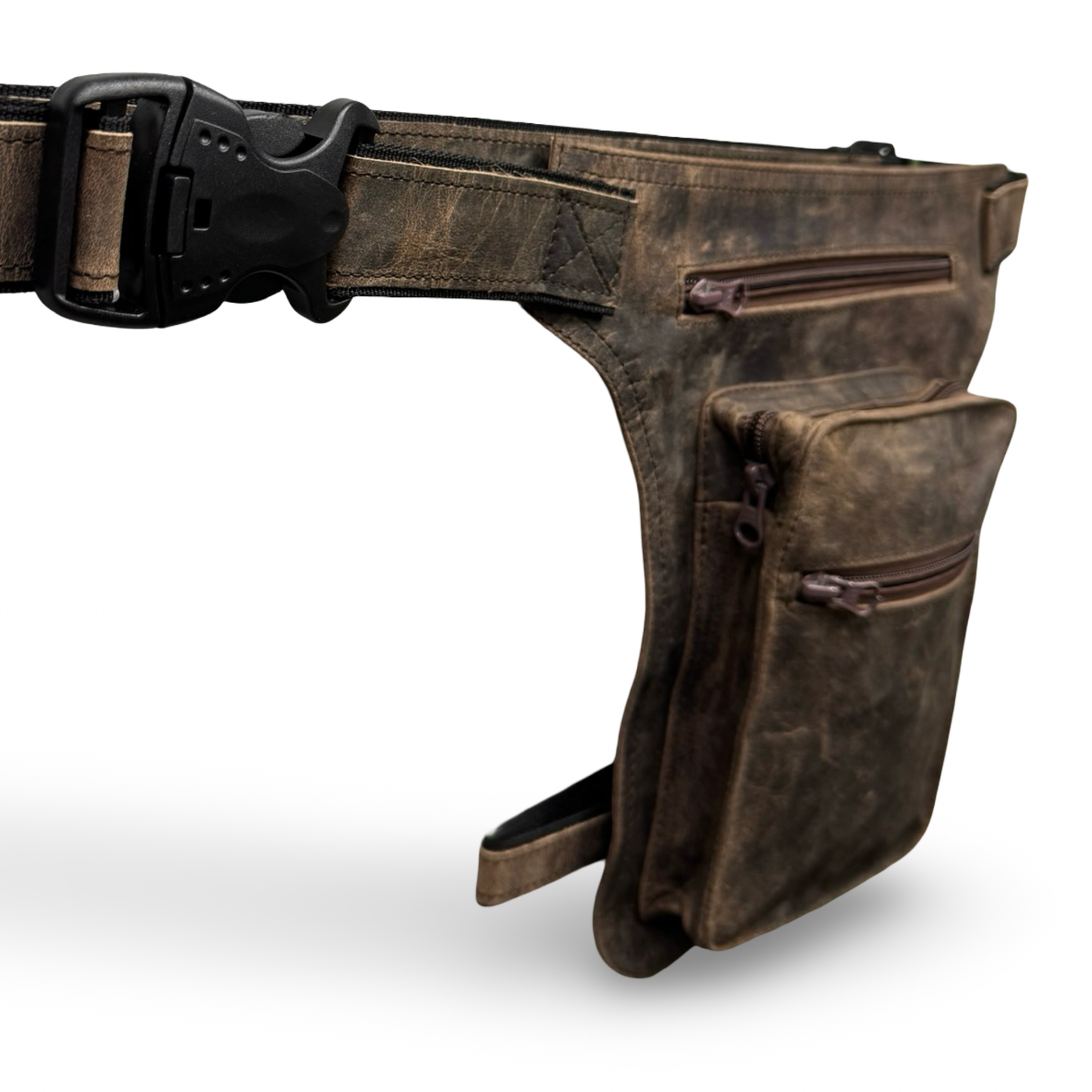 Leder Beintasche Herren Damen Motorrad Tasche Hüfttasche Braun Charred Brown