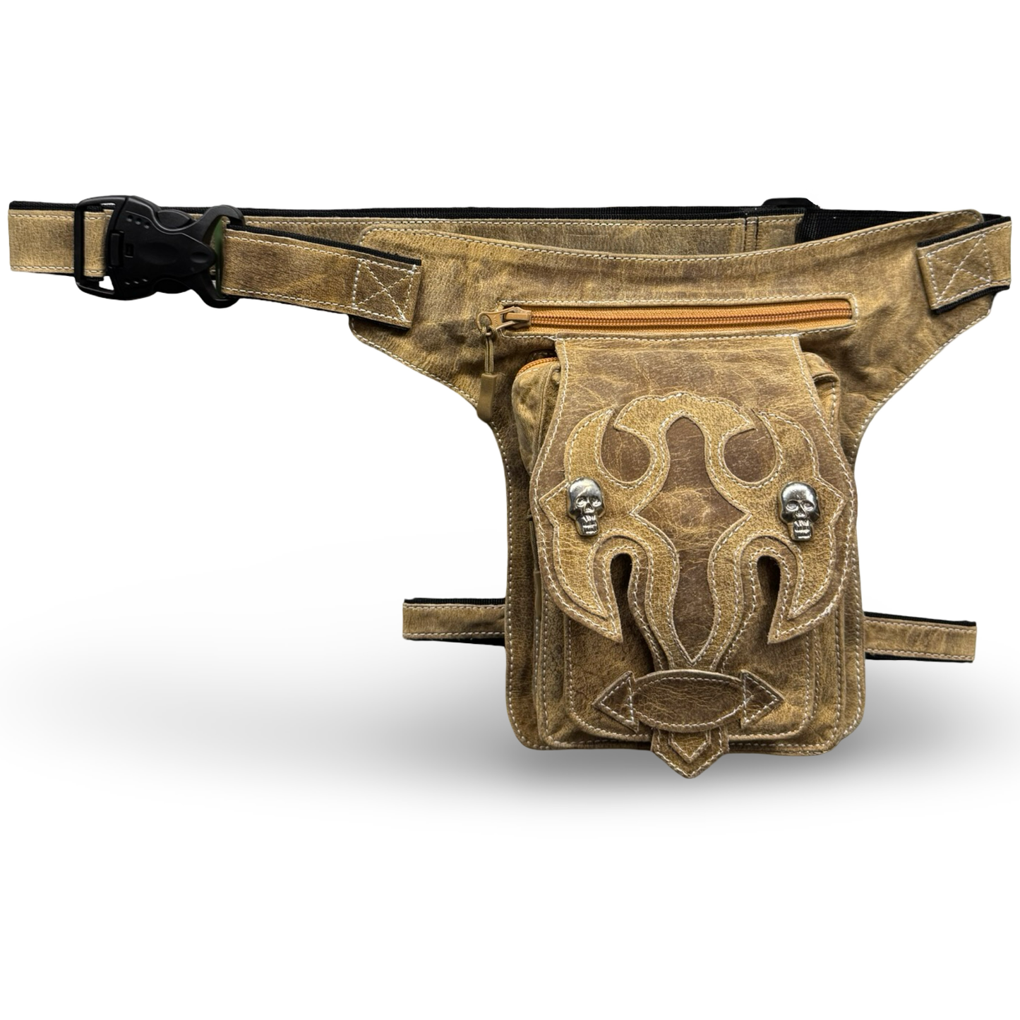 Leder Beintasche Herren Damen Motorrad Tasche Hüfttasche Braun Burned Sand