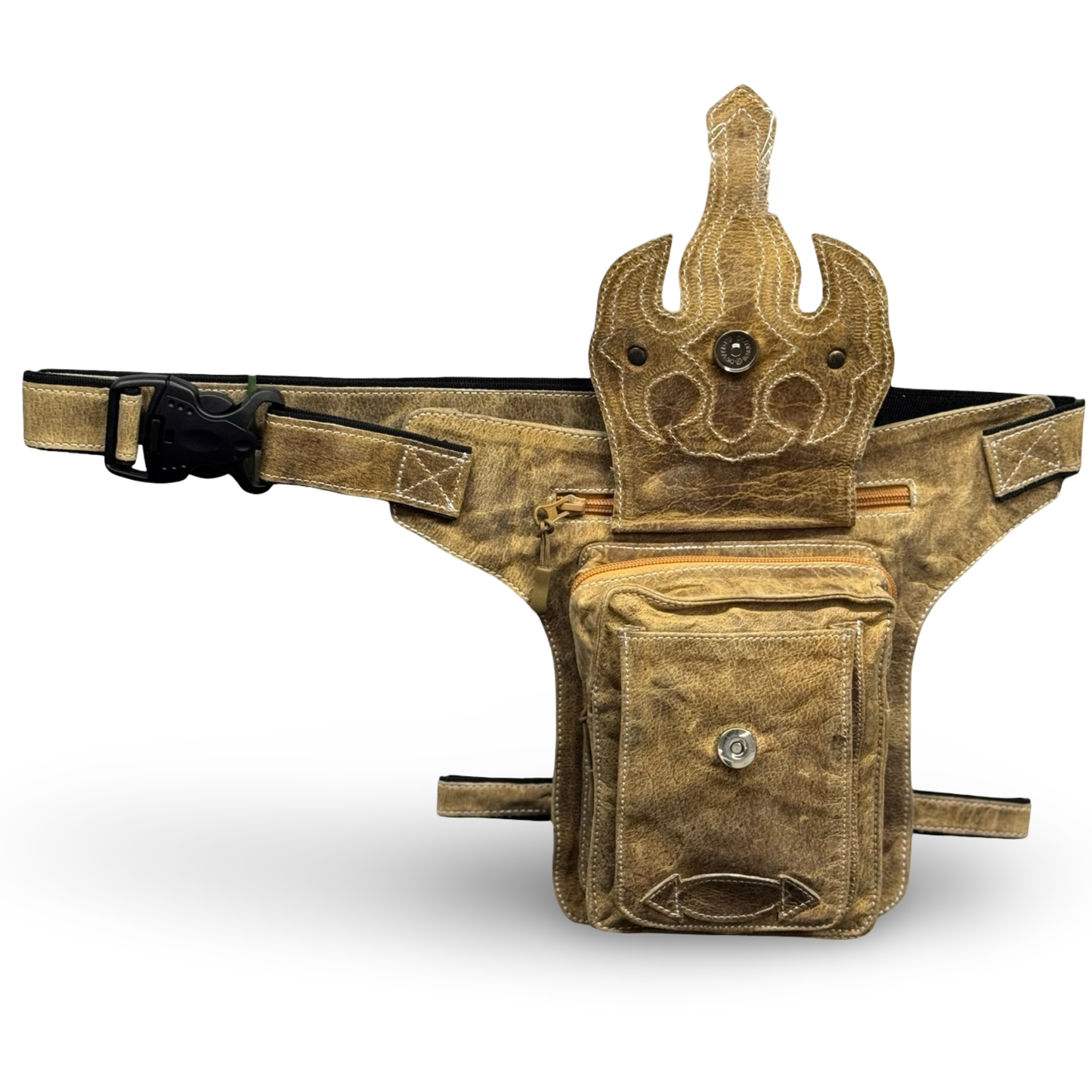 Leder Beintasche Herren Damen Motorrad Tasche Hüfttasche Braun Burned Sand