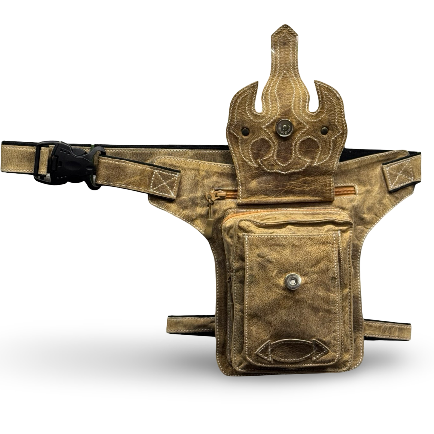 Leder Beintasche Herren Damen Motorrad Tasche Hüfttasche Braun Burned Sand