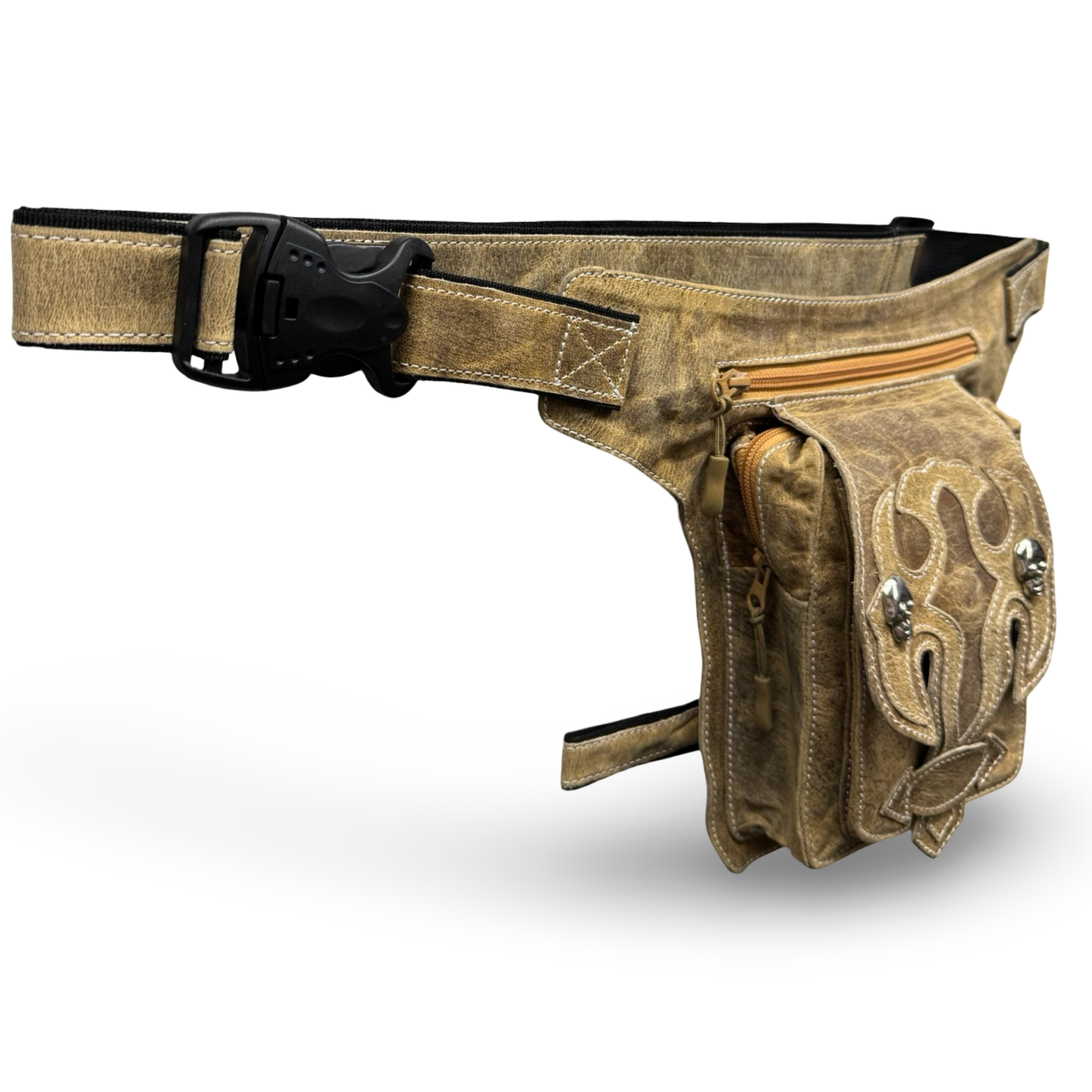 Leder Beintasche Herren Damen Motorrad Tasche Hüfttasche Braun Burned Sand