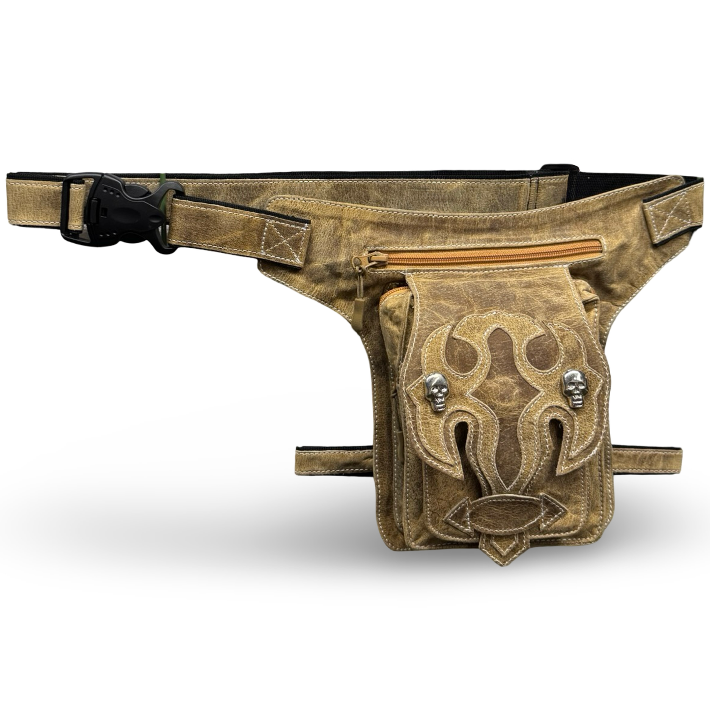 Leder Beintasche Herren Damen Motorrad Tasche Hüfttasche Braun Burned Sand