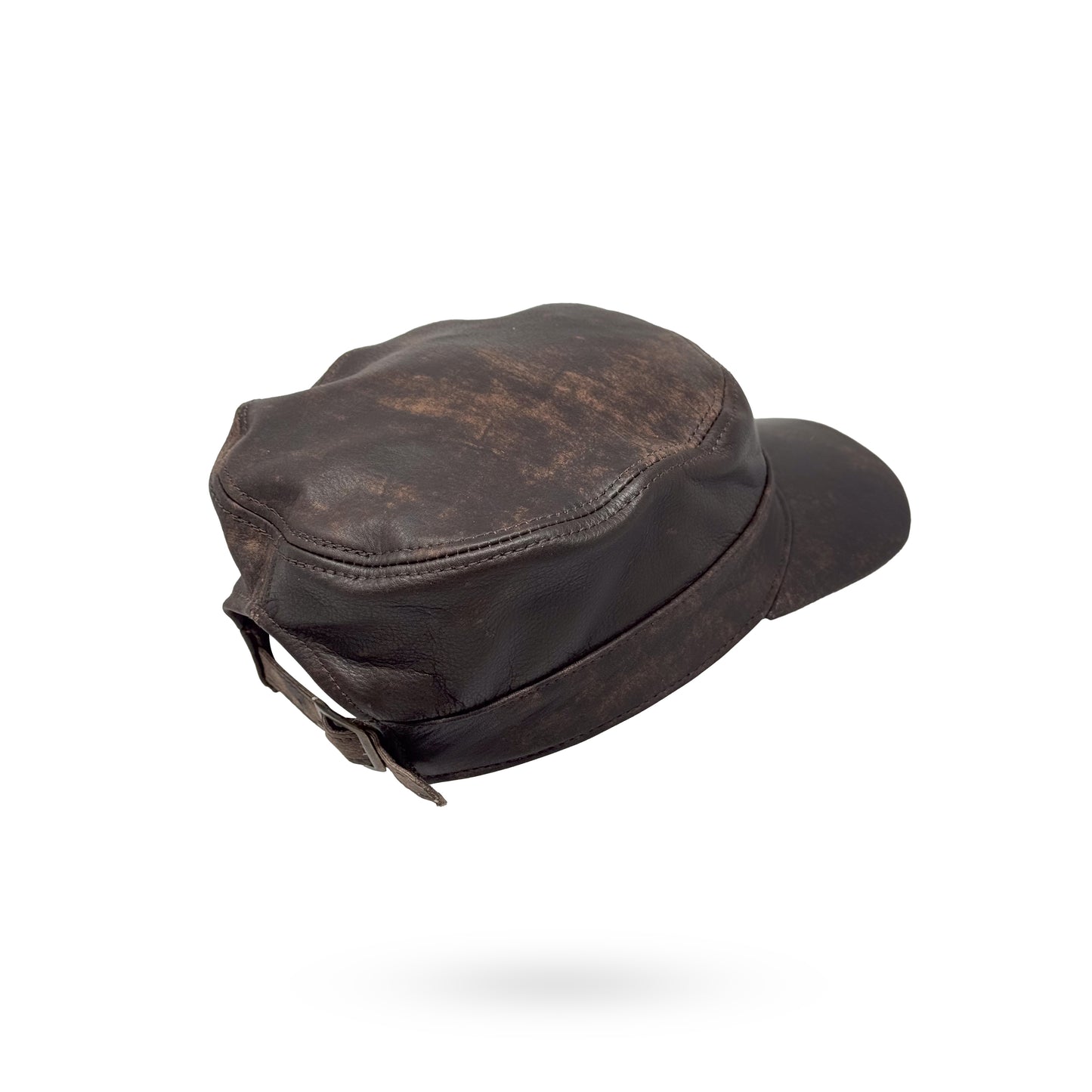 Herren Basecap Büffelleder Echt Leder Schildmütze Mützen Kappe Cap dunkelbraun