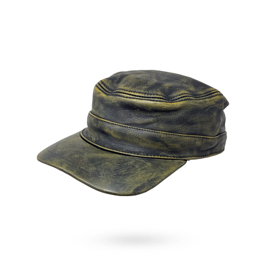 CUBA Cap Ledercap Basecap Echt Leder Schildmütze Schirmmütze Mütze Grey/Green