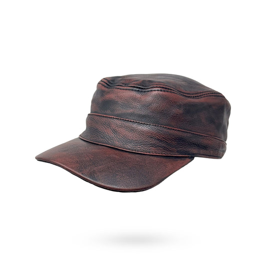 CUBA Cap Ledercap Basecap Echt Leder Schildmütze Schirmmütze Mütze Grey/Redish