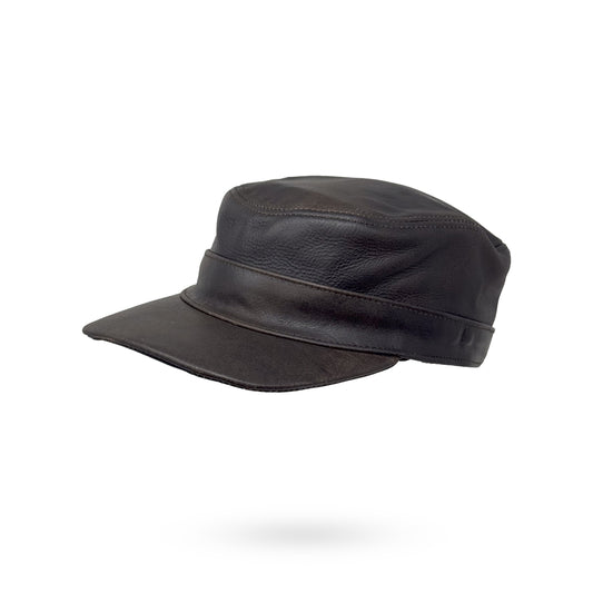 Herren Basecap Echt Leder Schildmütze Mützen Kappe Baseball Cap Dunkelbraun