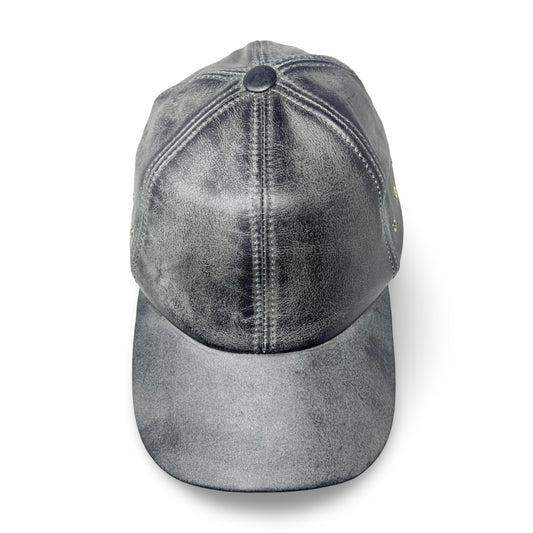 Leder Cap Grau im Vintage Look – Verstellbare Baseball Cap aus Leder - Flint