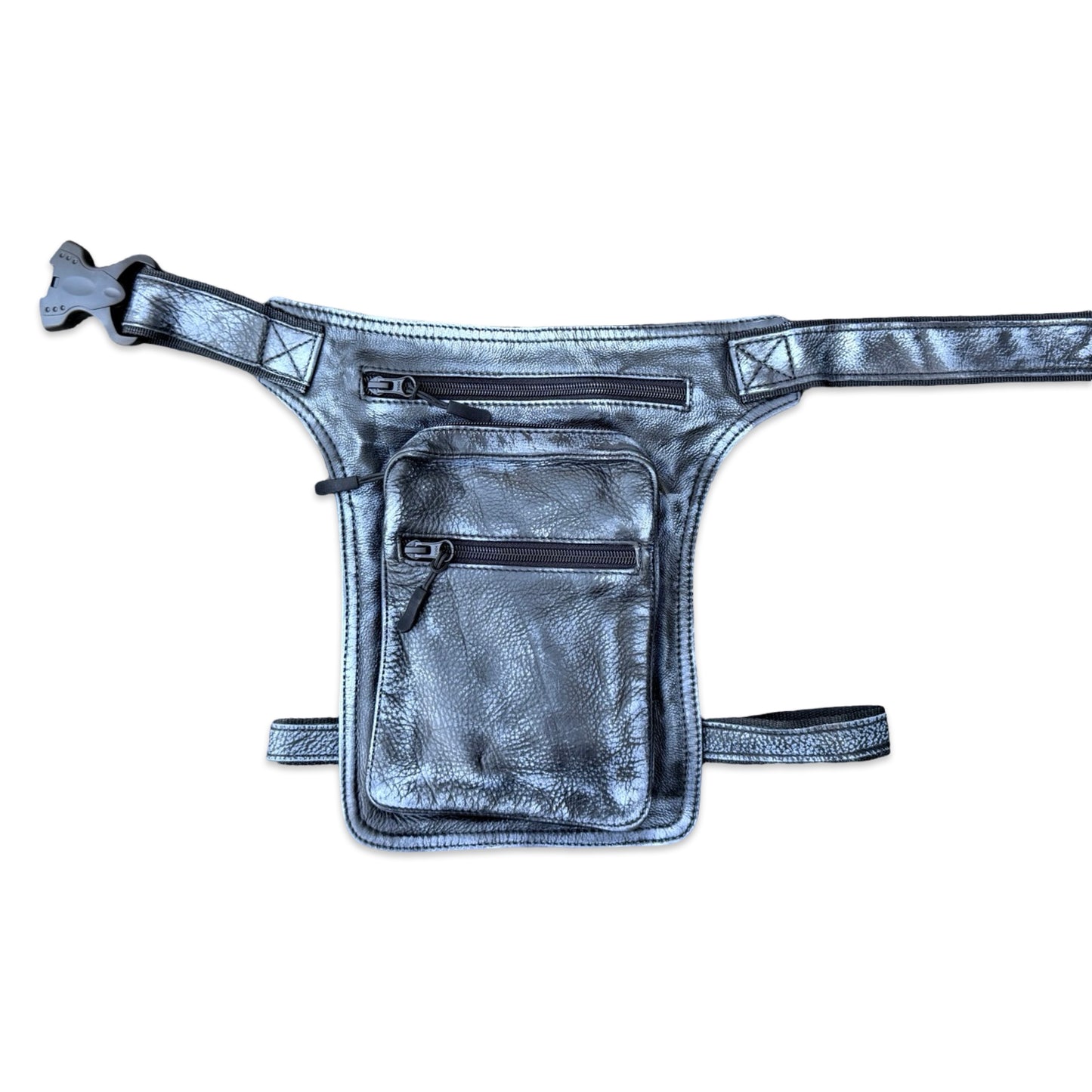 Premium Beintasche aus Echtleder | Leder Gürteltasche & Oberschenkeltasche für Damen und Herren - Pewter