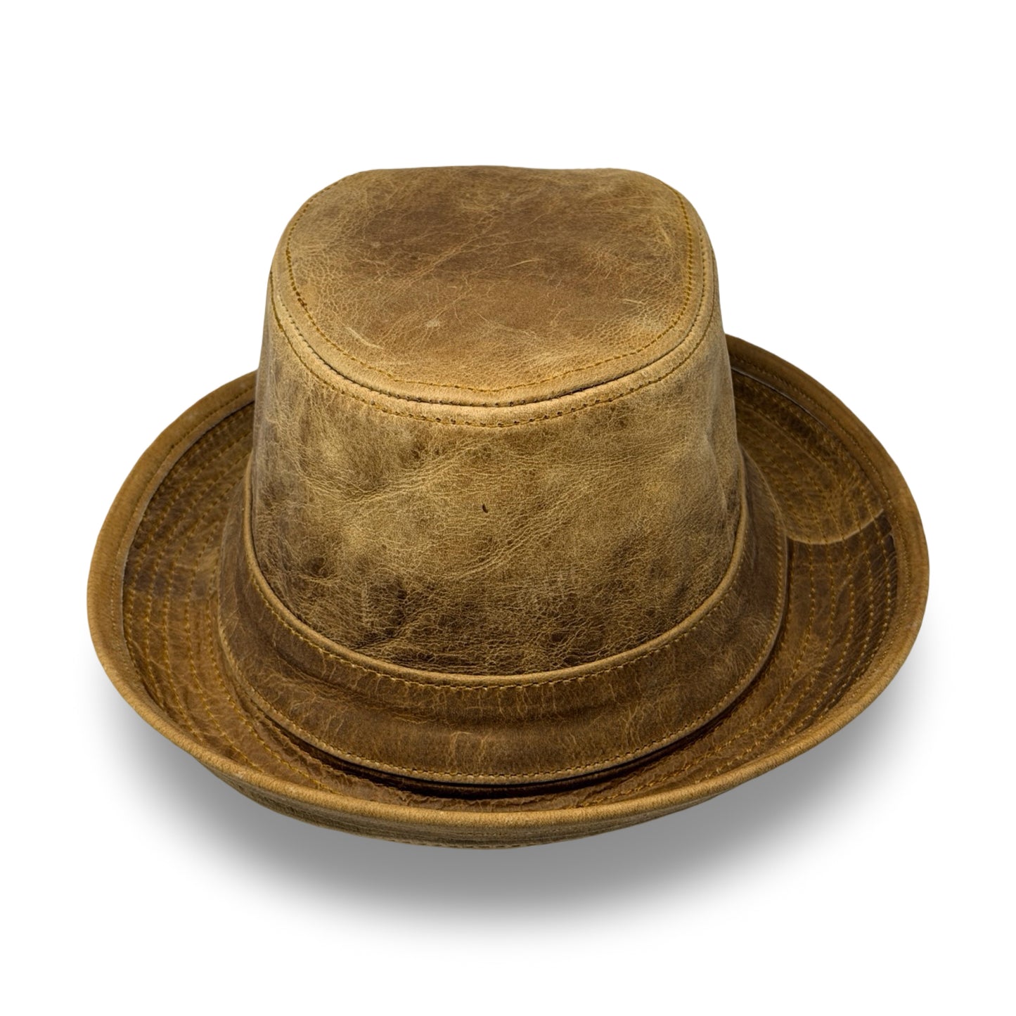 Lederhut Echtleder Büffelleder Trilby Unisex Outdoorhut Wandern Braun Honeyoak