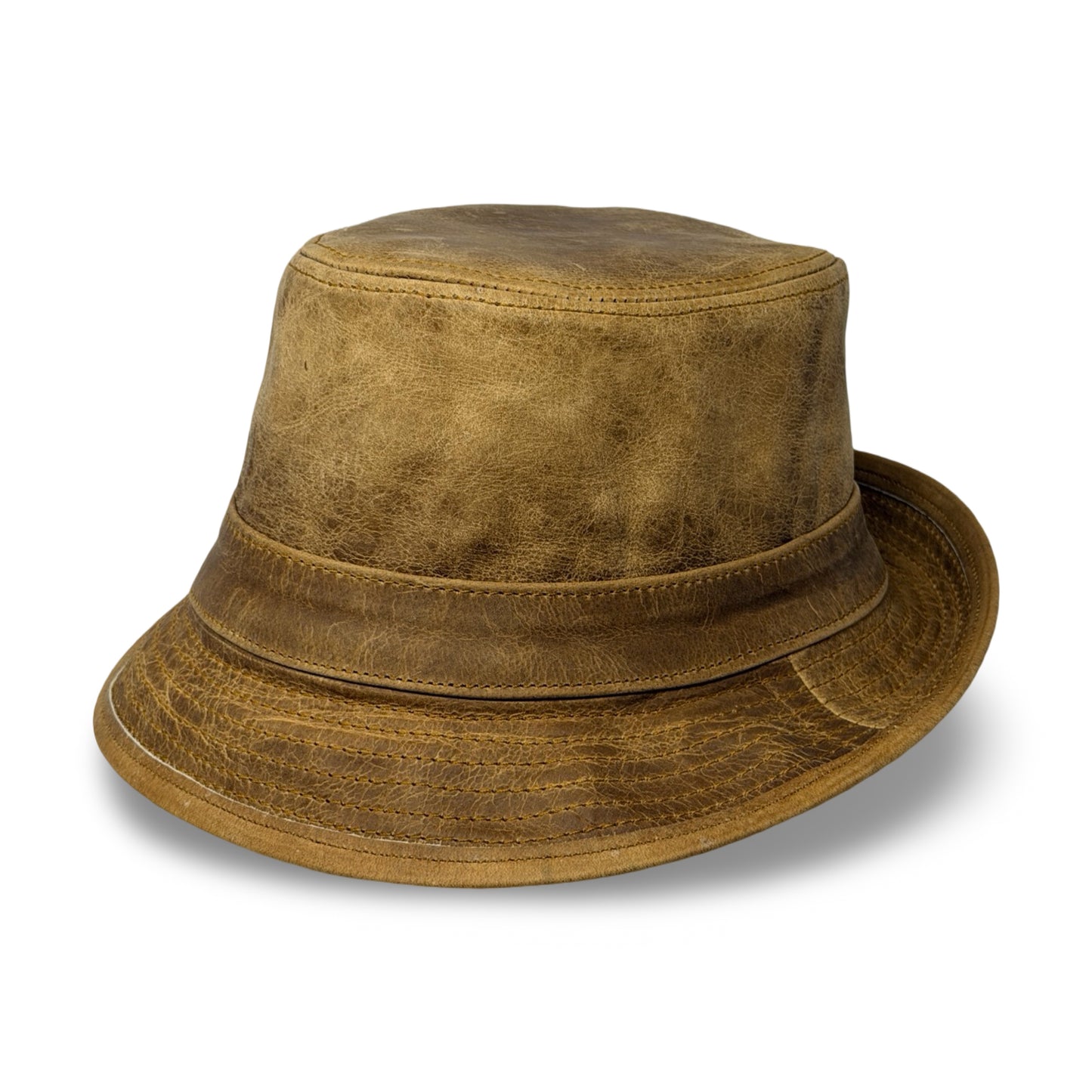 Lederhut Echtleder Büffelleder Trilby Unisex Outdoorhut Wandern Braun Honeyoak