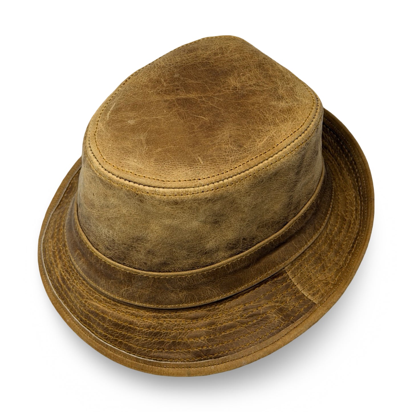 Lederhut Echtleder Büffelleder Trilby Unisex Outdoorhut Wandern Braun Honeyoak
