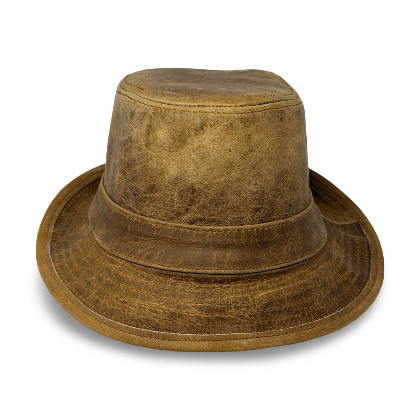 Lederhut Echtleder Büffelleder Trilby Unisex Outdoorhut Wandern Braun Honeyoak
