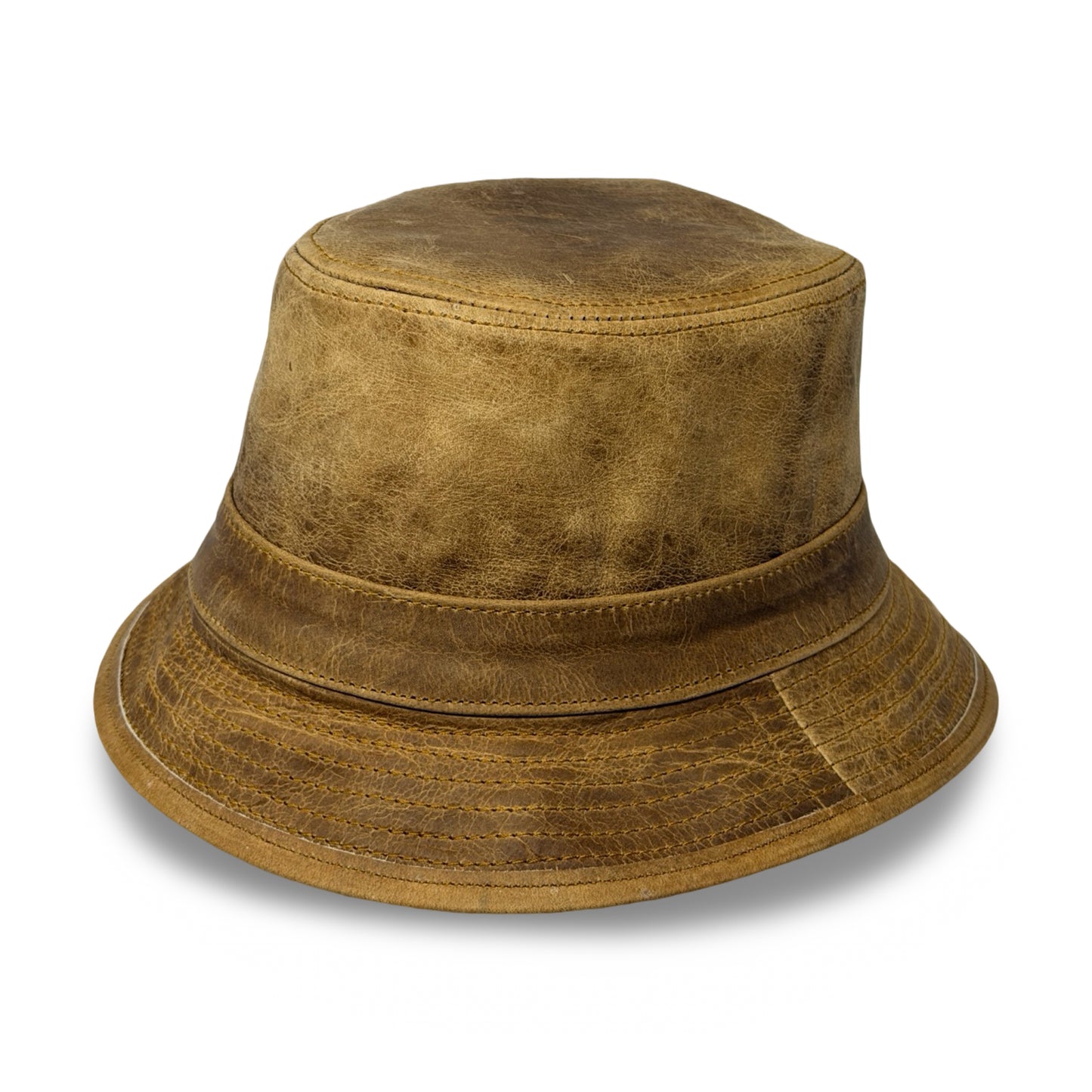 Lederhut Echtleder Büffelleder Trilby Unisex Outdoorhut Wandern Braun Honeyoak