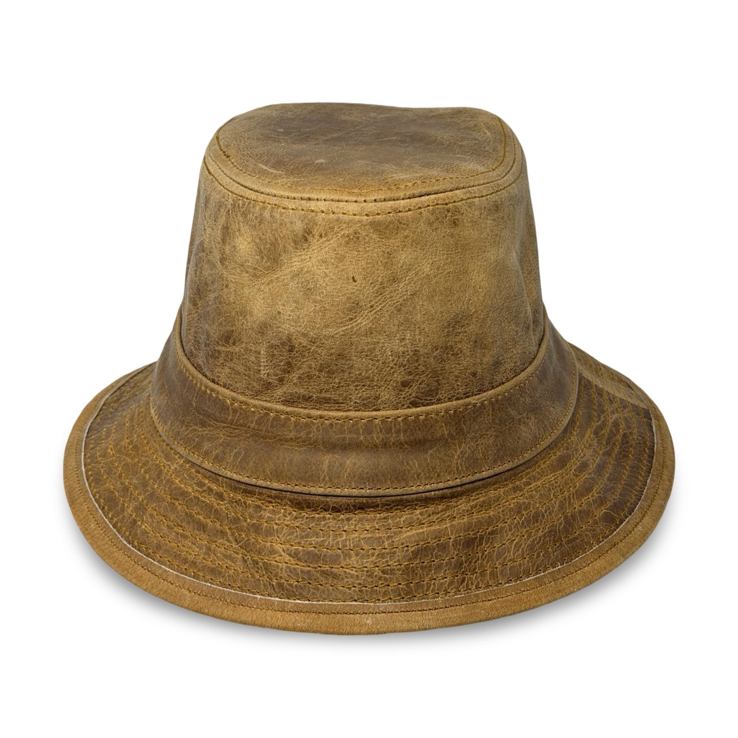Lederhut Echtleder Büffelleder Trilby Unisex Outdoorhut Wandern Braun Honeyoak