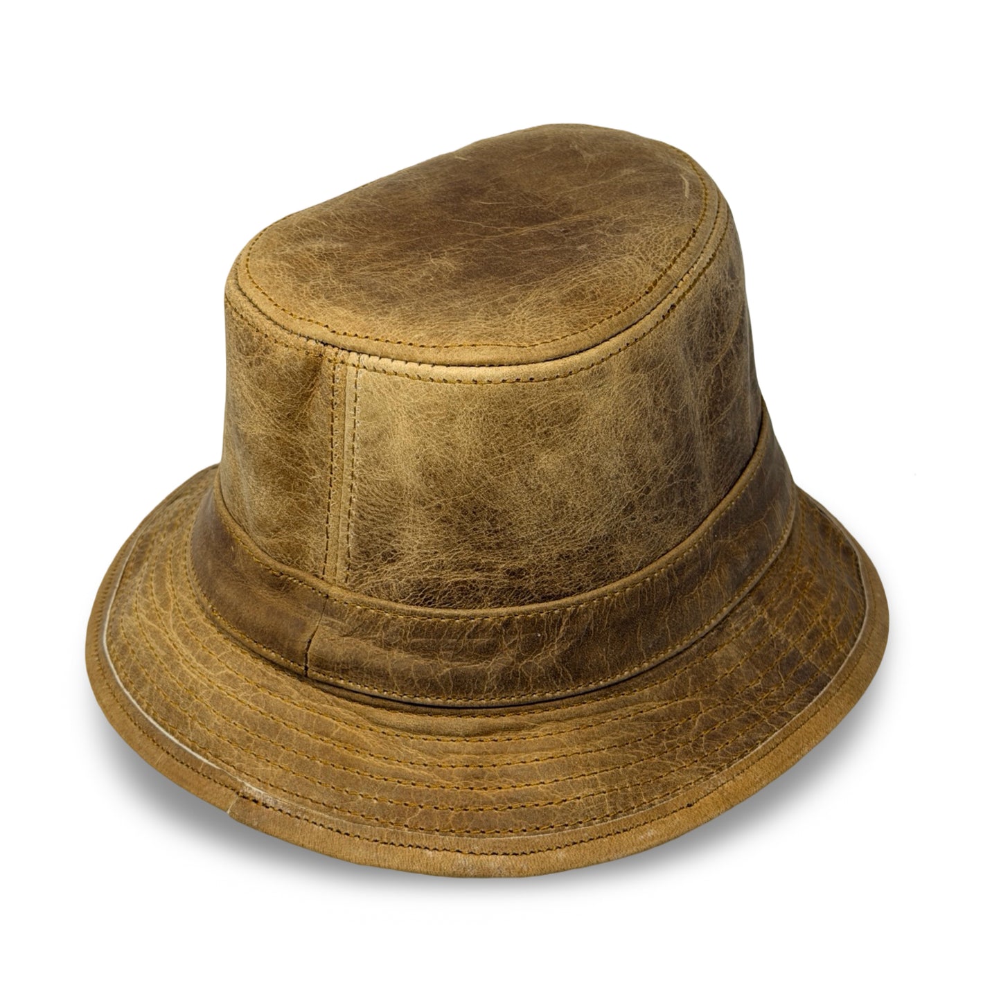 Lederhut Echtleder Büffelleder Trilby Unisex Outdoorhut Wandern Braun Honeyoak