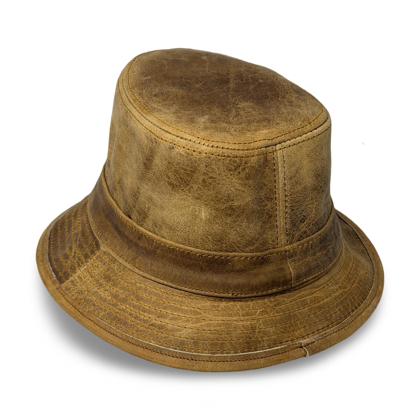 Lederhut Echtleder Büffelleder Trilby Unisex Outdoorhut Wandern Braun Honeyoak
