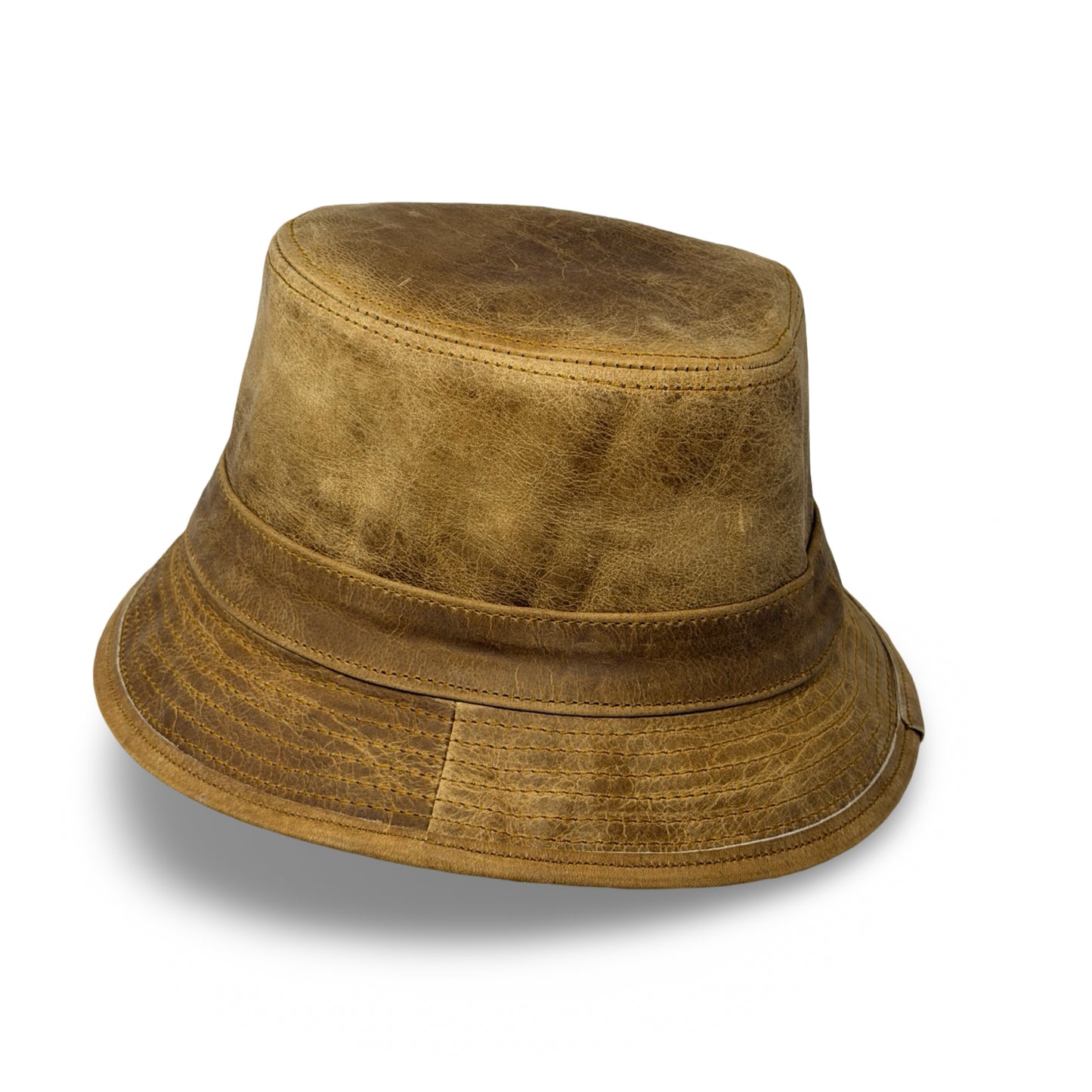 Lederhut Echtleder Büffelleder Trilby Unisex Outdoorhut Wandern Braun Honeyoak