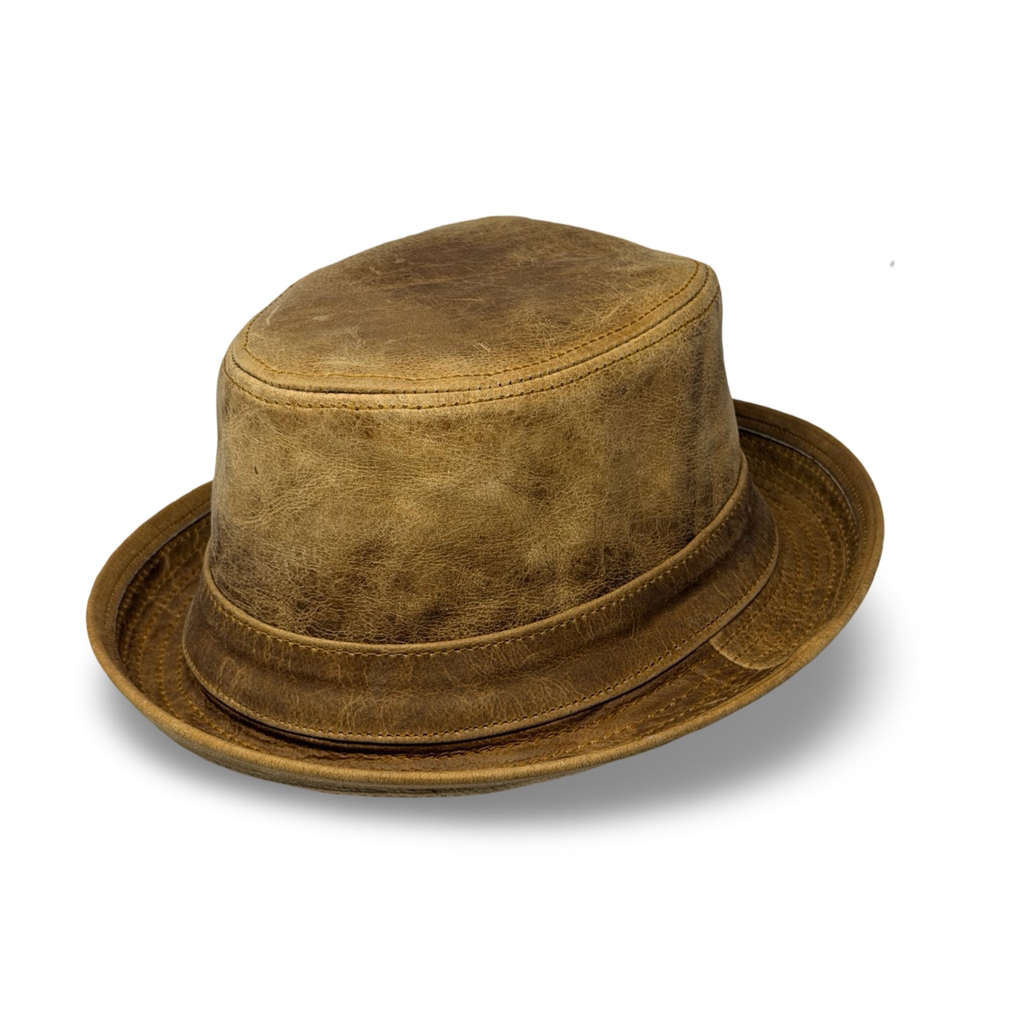 Lederhut Echtleder Büffelleder Trilby Unisex Outdoorhut Wandern Braun Honeyoak