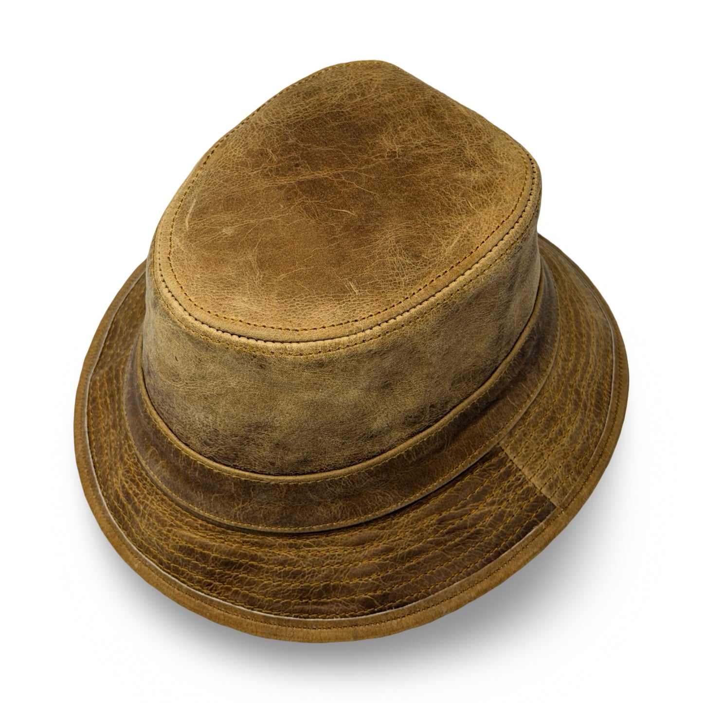 Lederhut Echtleder Büffelleder Trilby Unisex Outdoorhut Wandern Braun Honeyoak