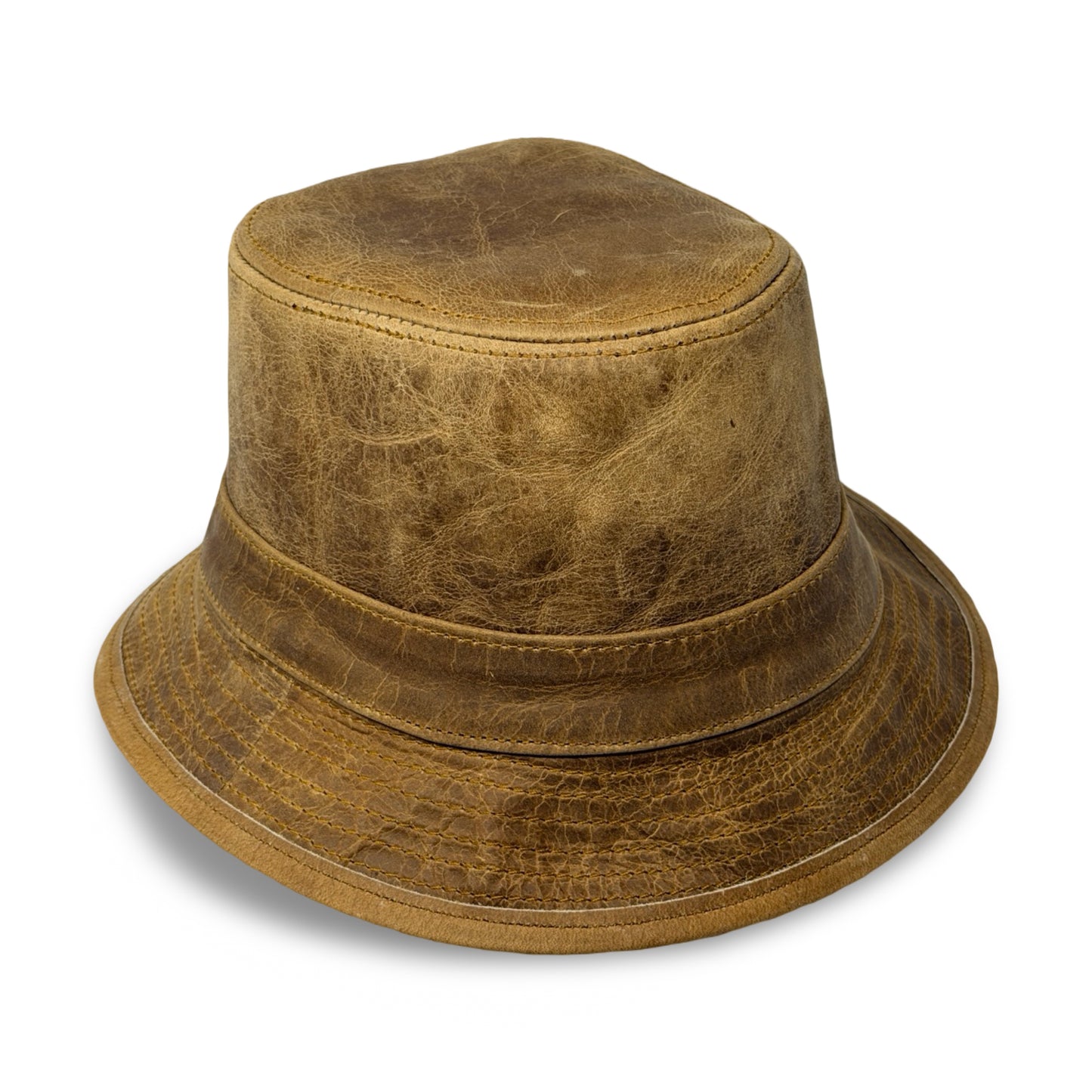 Lederhut Echtleder Büffelleder Trilby Unisex Outdoorhut Wandern Braun Honeyoak