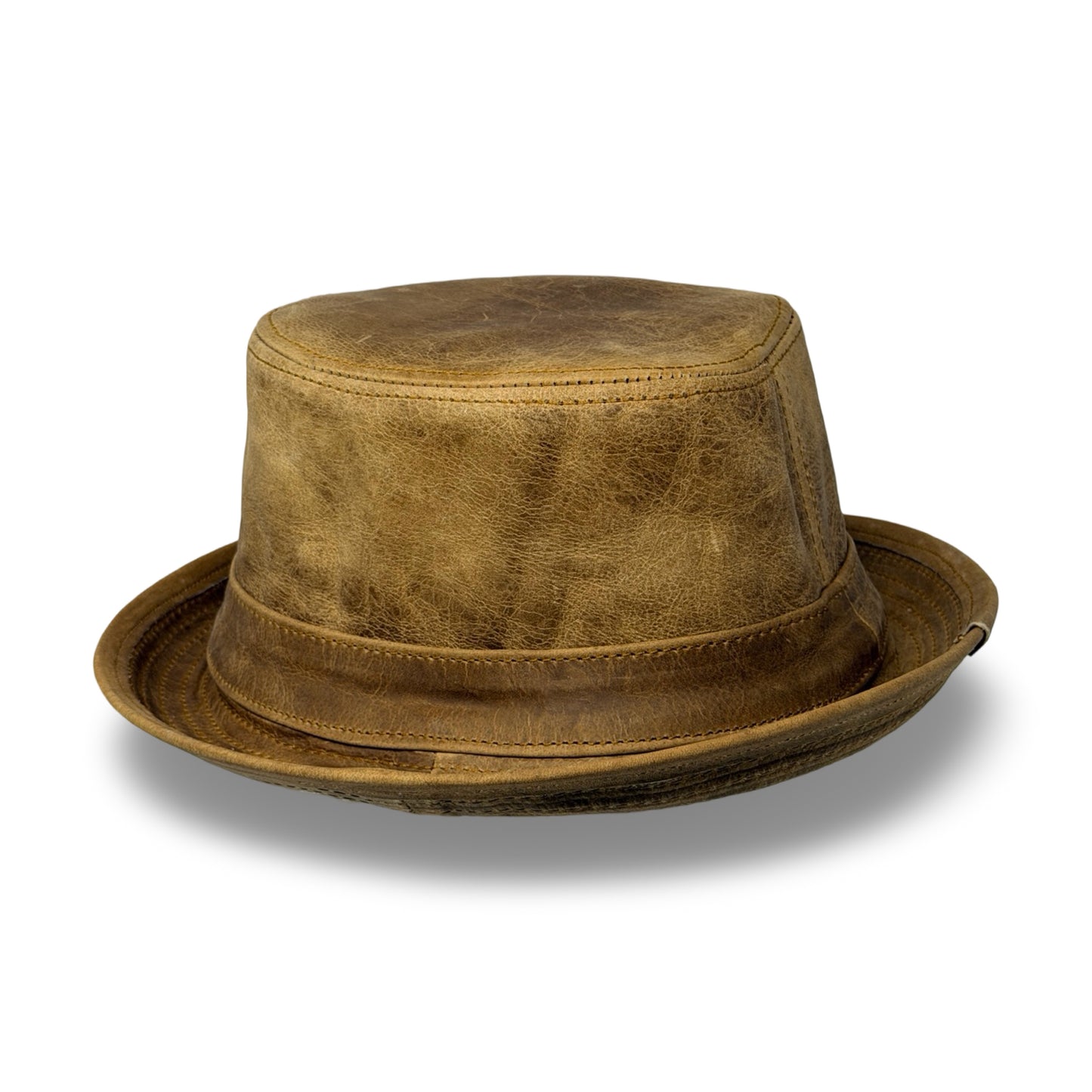 Lederhut Echtleder Büffelleder Trilby Unisex Outdoorhut Wandern Braun Honeyoak
