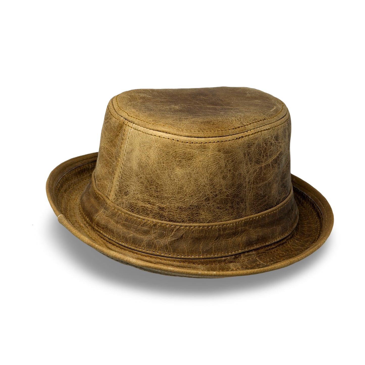Lederhut Echtleder Büffelleder Trilby Unisex Outdoorhut Wandern Braun Honeyoak