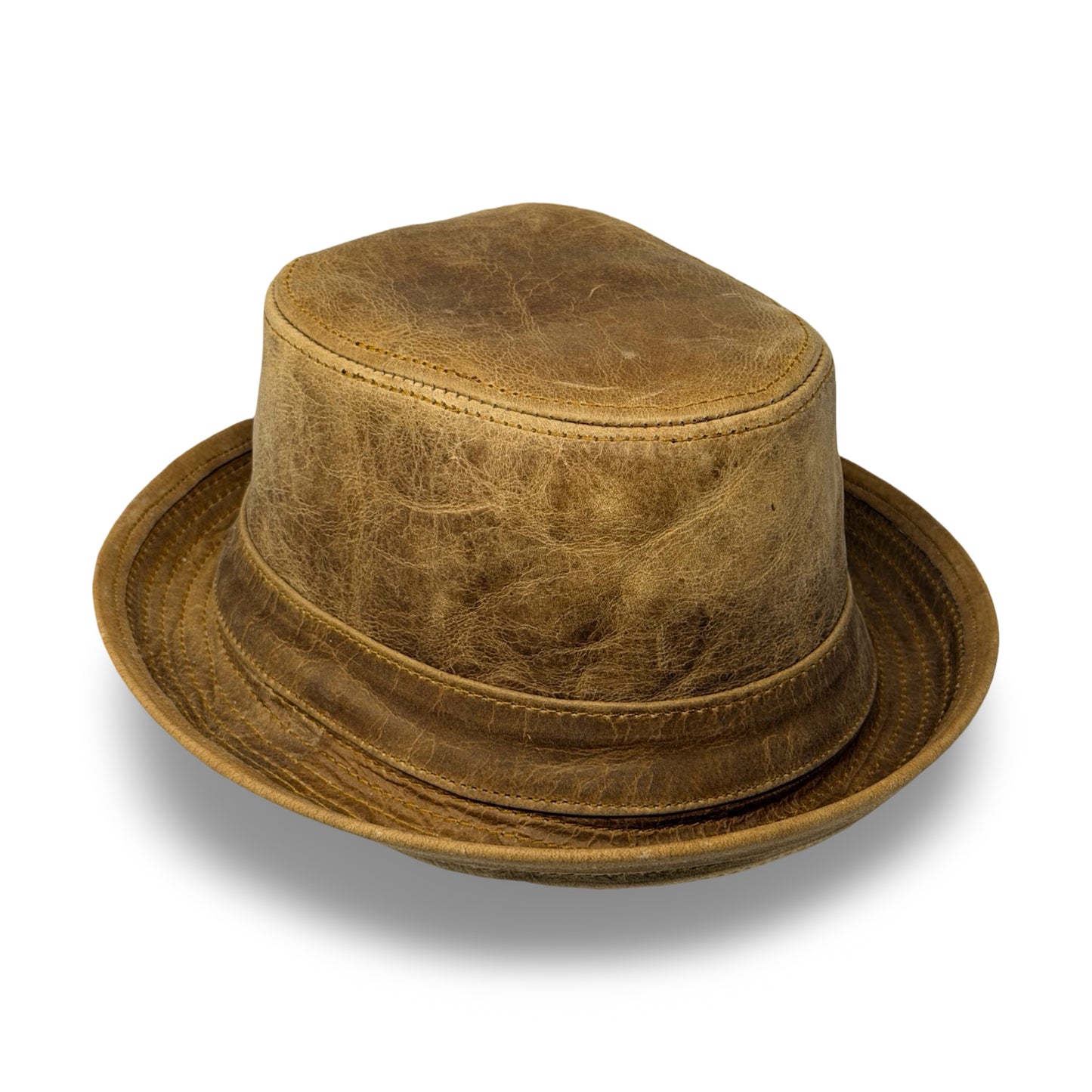 Lederhut Echtleder Büffelleder Trilby Unisex Outdoorhut Wandern Braun Honeyoak