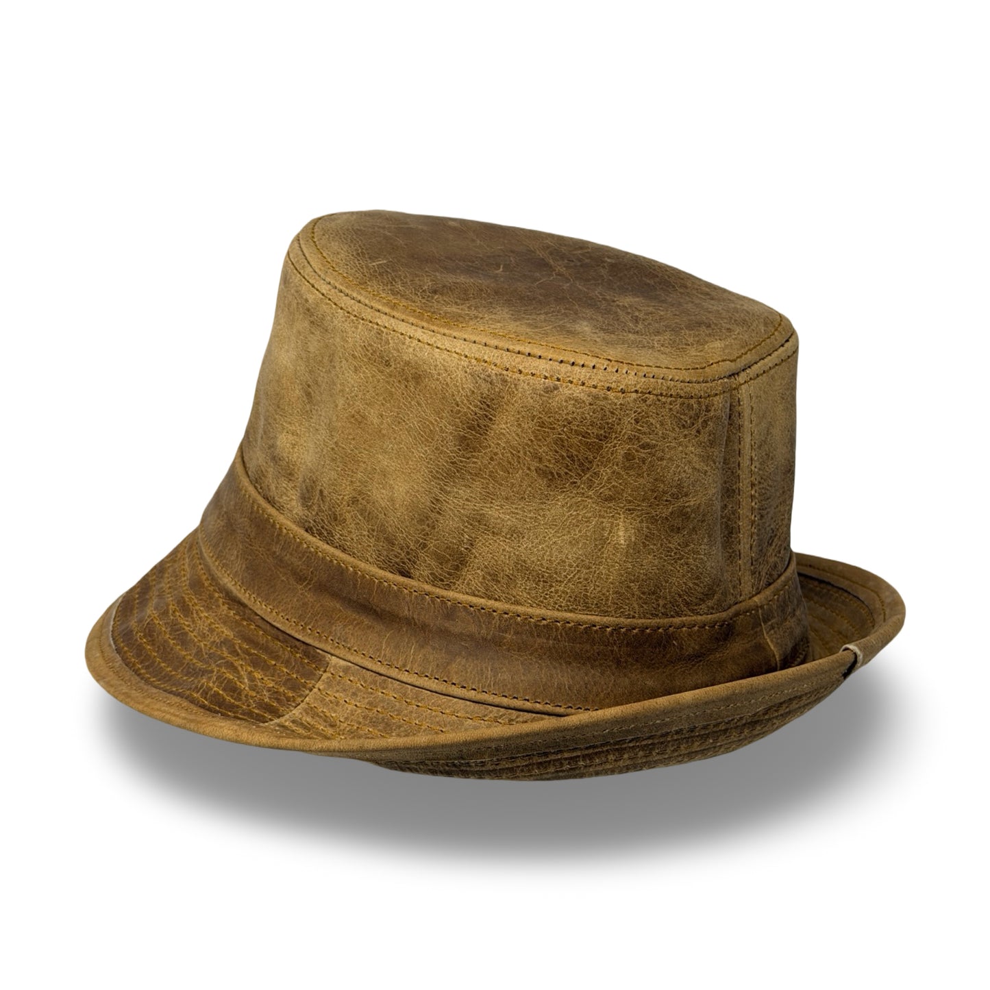 Lederhut Echtleder Büffelleder Trilby Unisex Outdoorhut Wandern Braun Honeyoak
