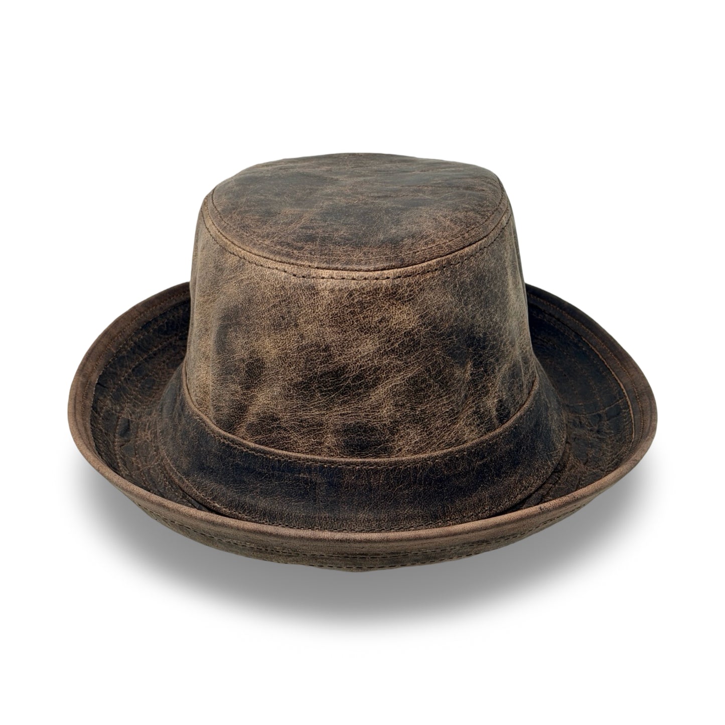 Lederhut Echtleder Büffelleder Trilby Unisex Outdoorhut Wandern Braun Walnut