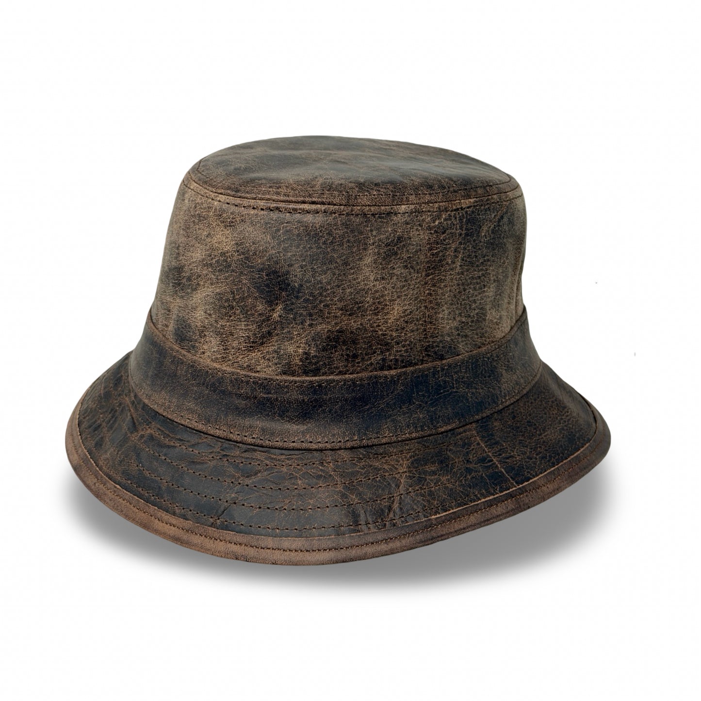 Lederhut Echtleder Büffelleder Trilby Unisex Outdoorhut Wandern Braun Walnut