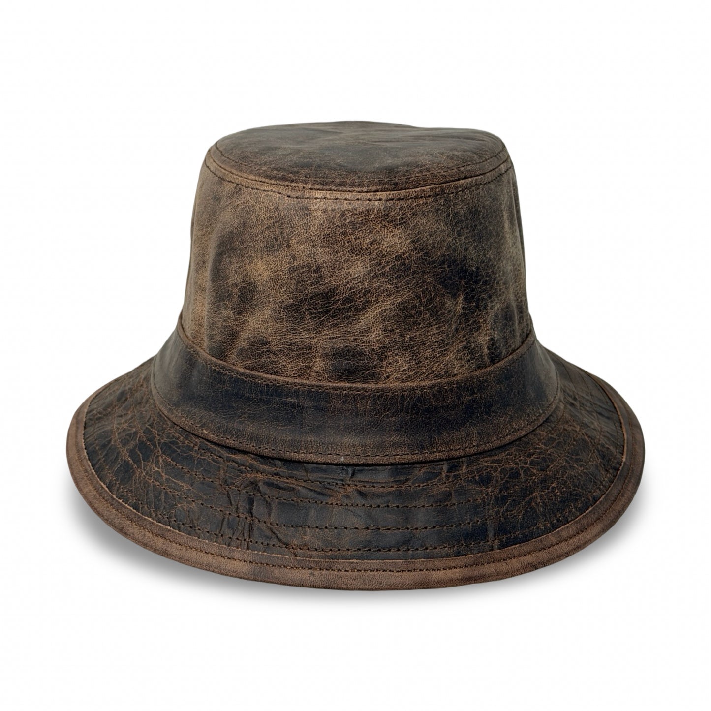 Lederhut Echtleder Büffelleder Trilby Unisex Outdoorhut Wandern Braun Walnut