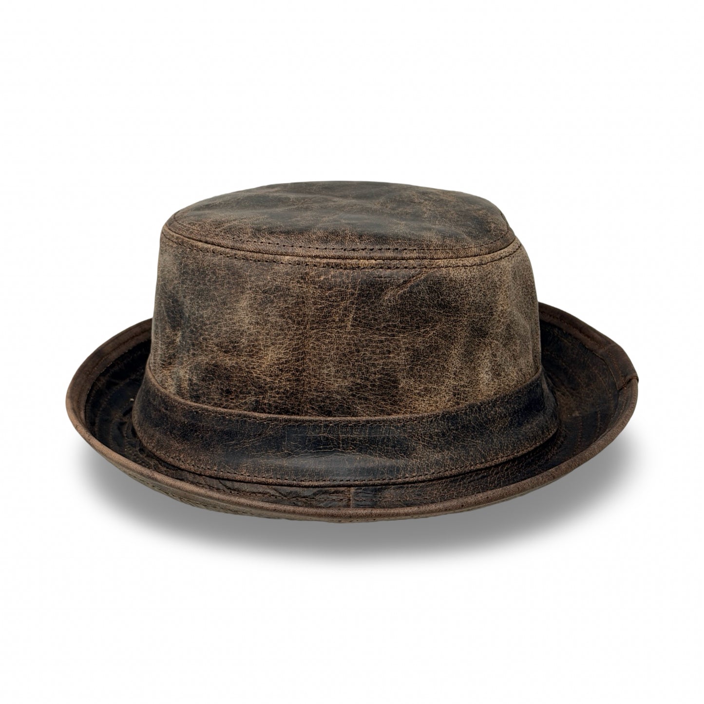 Lederhut Echtleder Büffelleder Trilby Unisex Outdoorhut Wandern Braun Walnut
