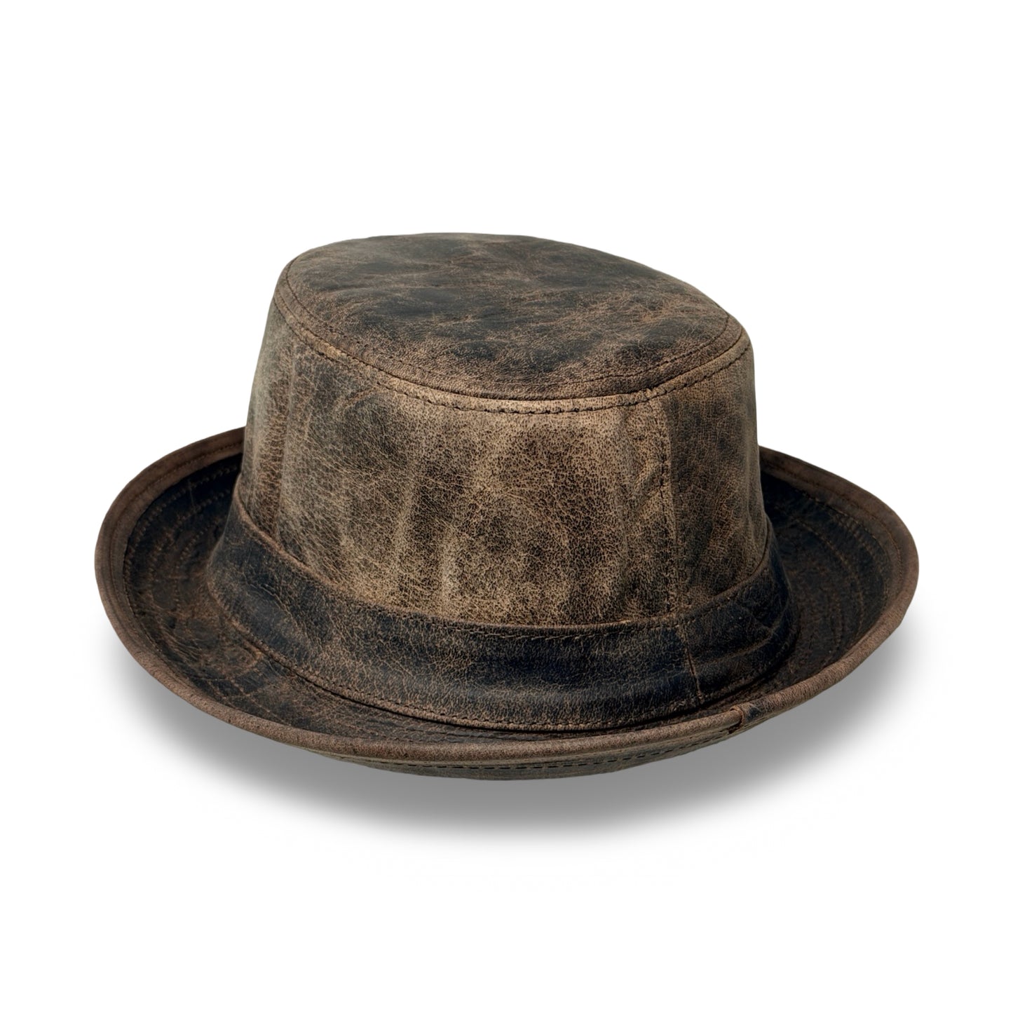 Lederhut Echtleder Büffelleder Trilby Unisex Outdoorhut Wandern Braun Walnut