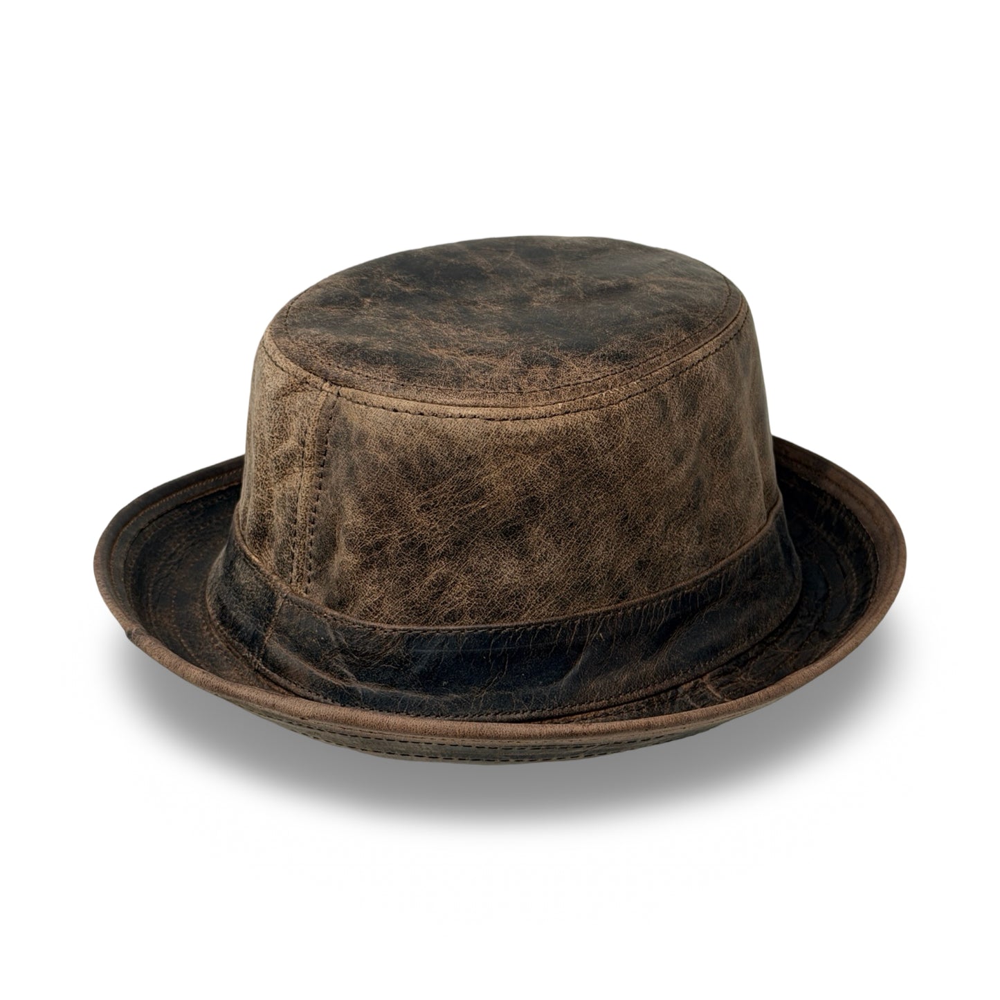 Lederhut Echtleder Büffelleder Trilby Unisex Outdoorhut Wandern Braun Walnut