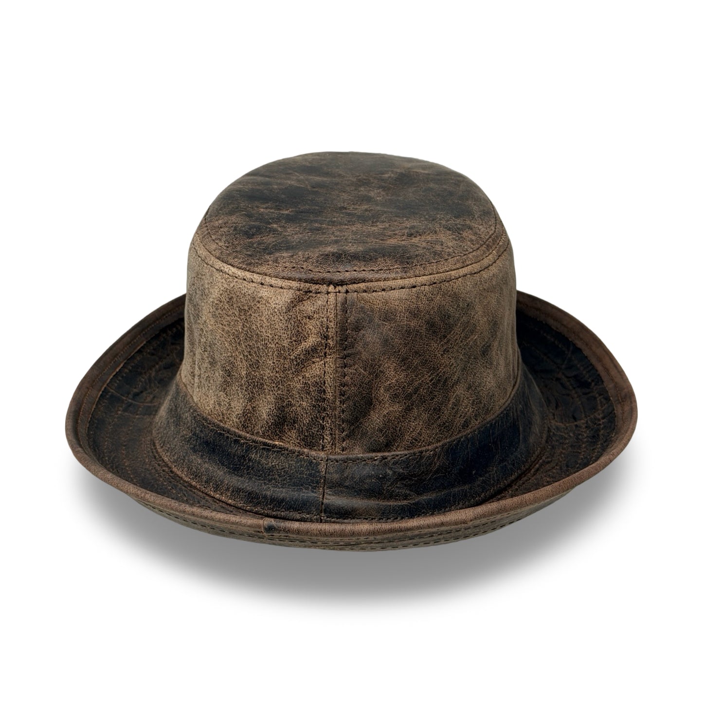 Lederhut Echtleder Büffelleder Trilby Unisex Outdoorhut Wandern Braun Walnut