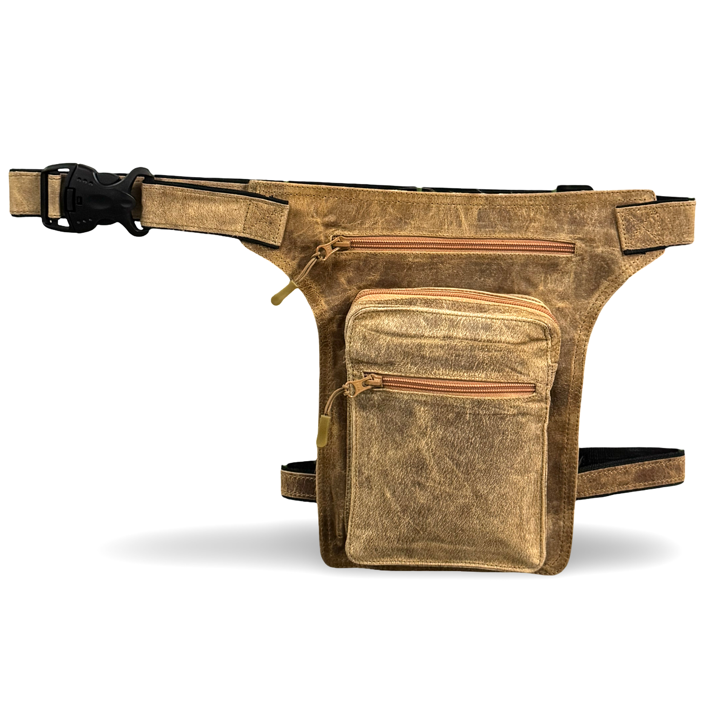 Leder Beintasche Herren Damen Motorrad Tasche Hüfttasche Braun Raw Sand